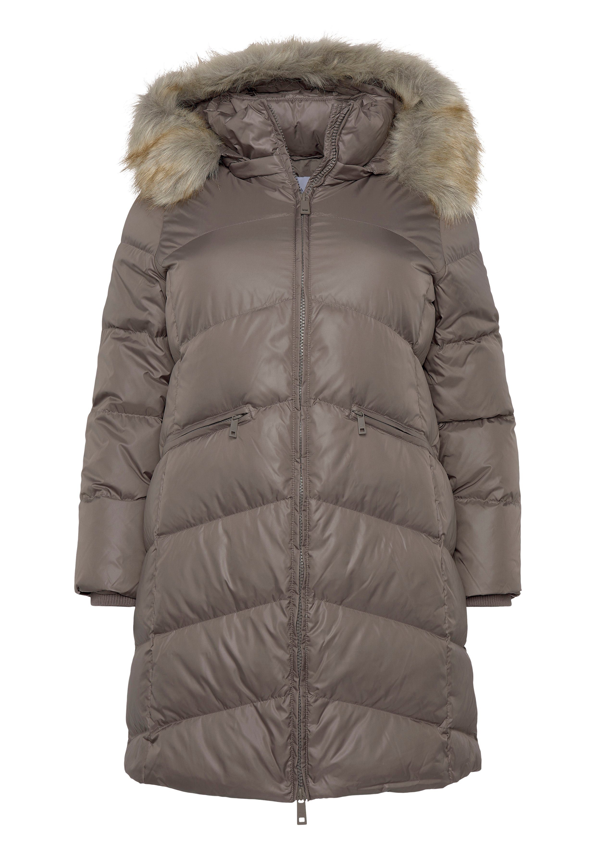 Calvin Klein Curve Steppmantel ESSENTIAL REAL DOWN COAT INCLU mit praktischen Zippertaschen