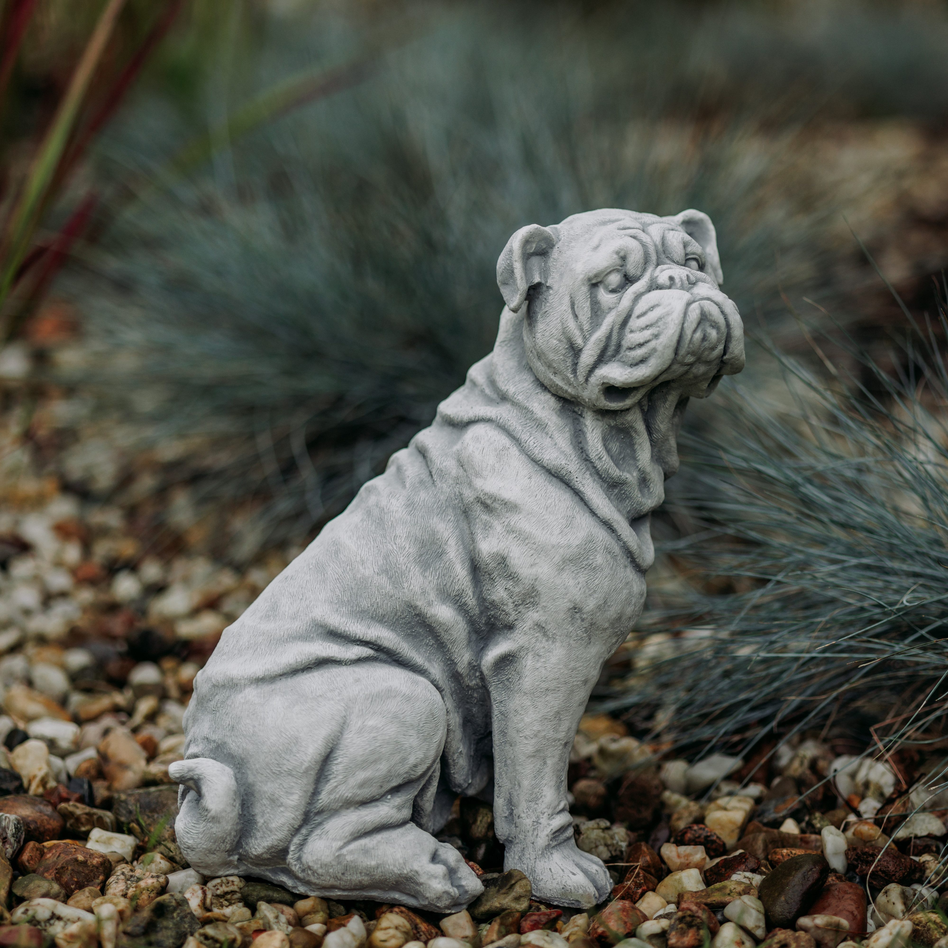 gartendekoparadies.de Gartenfigur Englische Bulldogge, Steinfigur, H. 32 cm, 10 kg, Frostsicher