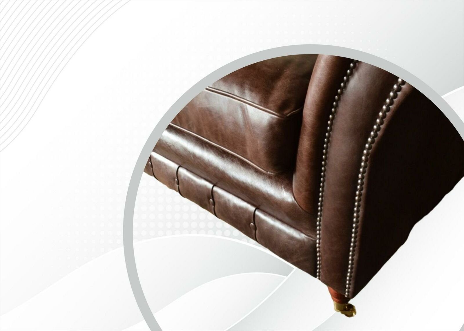 in Design, JVmoebel Wohnzimmermöbel Luxus Chesterfield Braune Europe Made Couch Chesterfield-Sofa