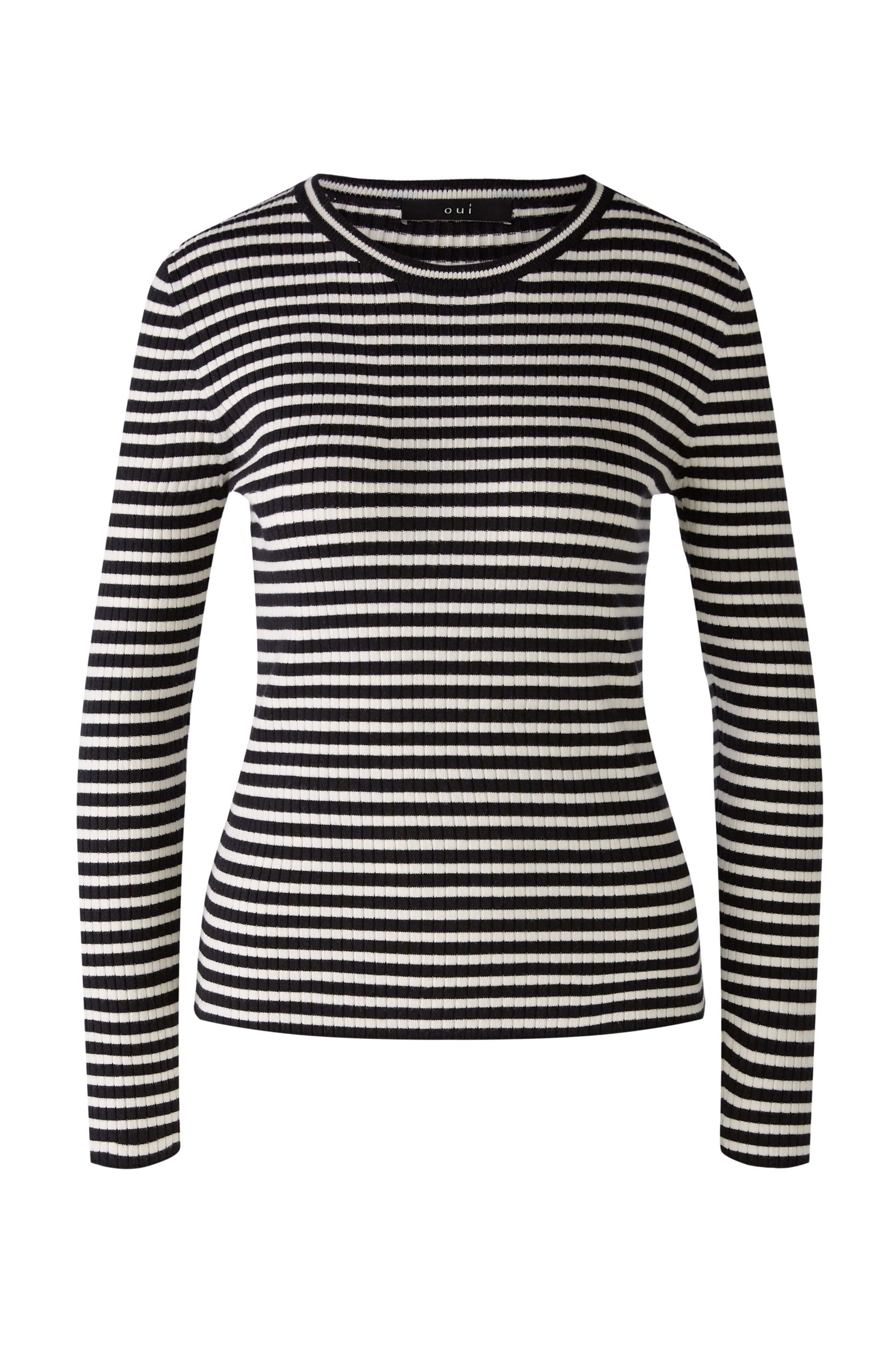 Strickpullover Oui Damen Pullover in Rippe im Streifendesign 40