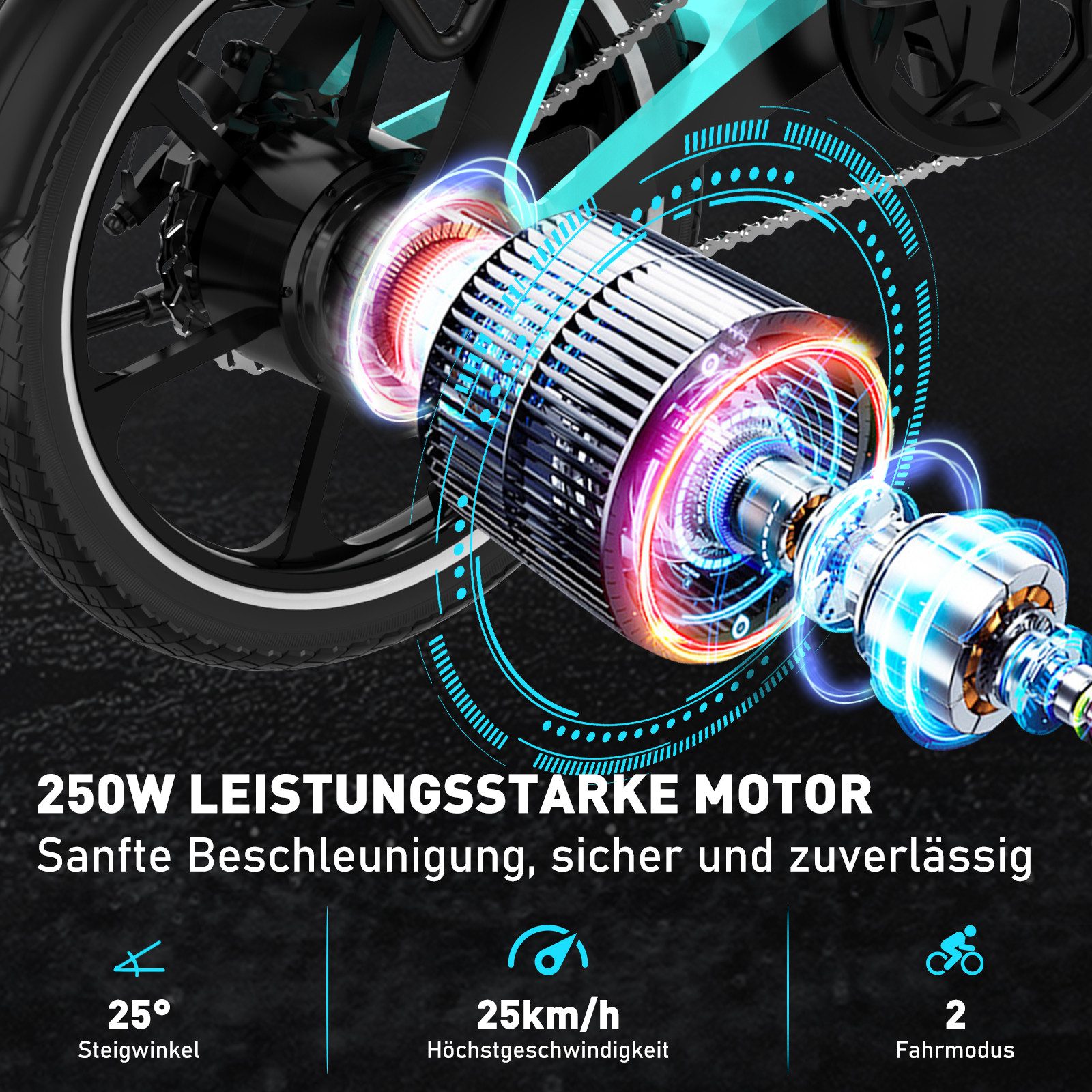 HITWAY E-Bike Faltrad 16 zoll Elektrofahrrad Klapprad Damen Herren mit 36V 7,8Ah Akku, 1 Gang, Kettenschaltung, 250W Heckmotor, 280,8 Wh, Max.25 km/h Pedelec, E Cityrad Faltrad