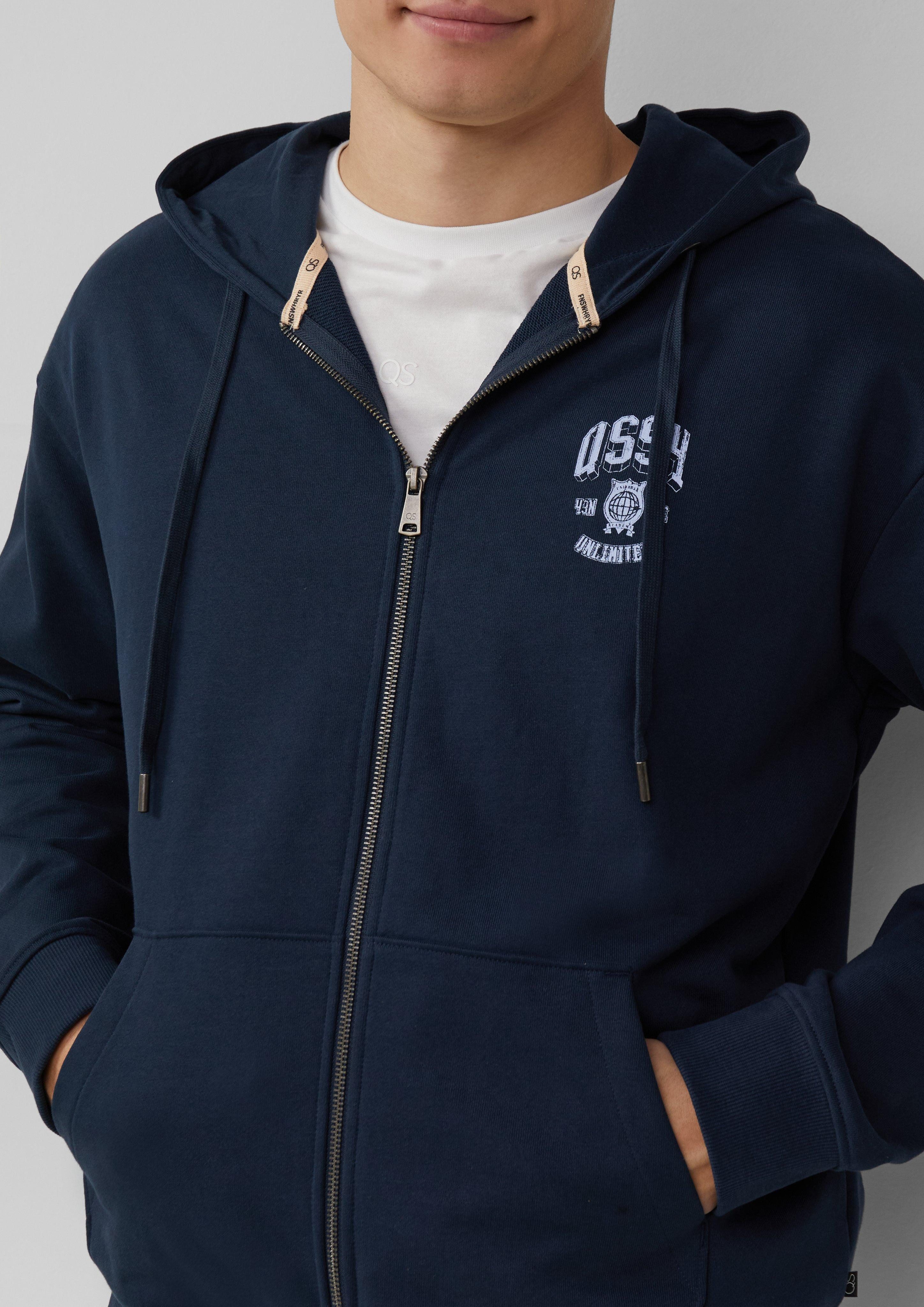 QS Outdoorjacke Hoodie-Sweatshirtjacke mit Frontprint Artwork günstig online kaufen