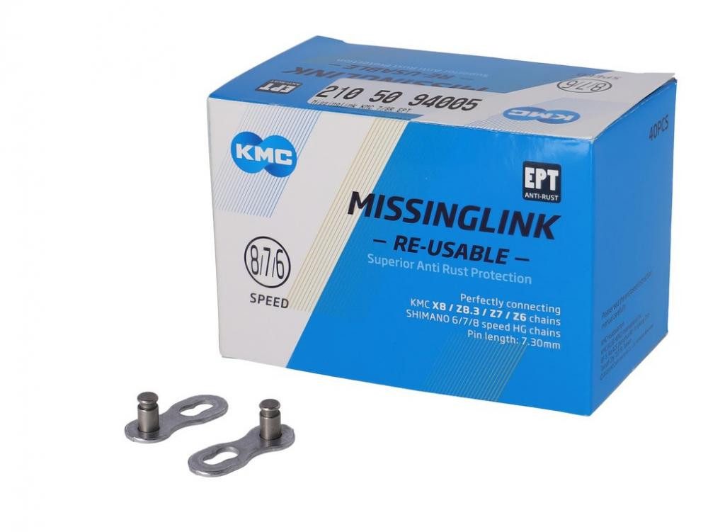 Fahrradkette KMC MissingLink 7/8R EPT silber - Kettenschloss für 7/8-fach Ketten -