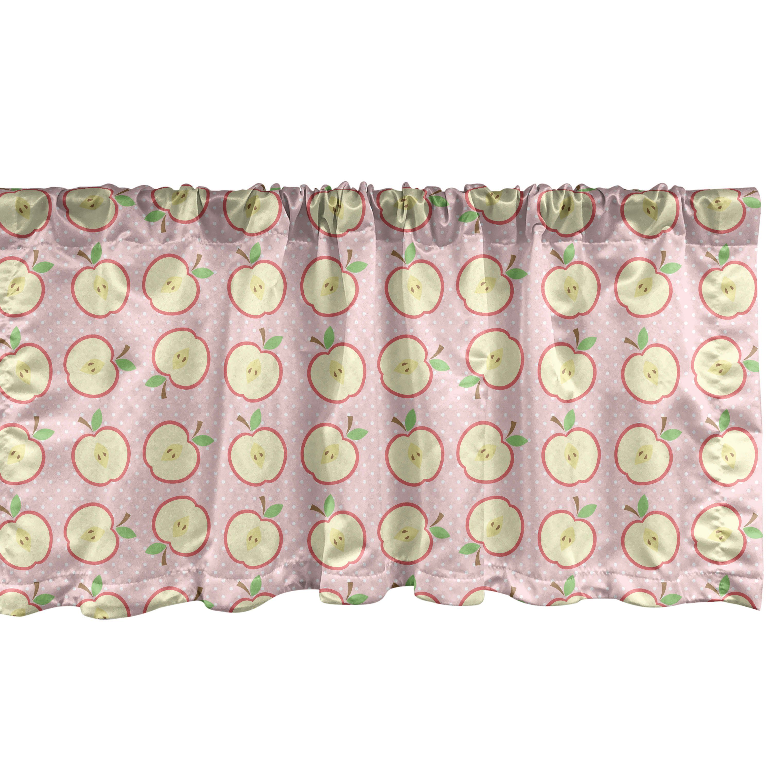 Scheibengardine Vorhang Volant für Küche Schlafzimmer Dekor mit Stangentasche, Abakuhaus, Microfaser, Apfel Geschnittenes Obst und Tupfen