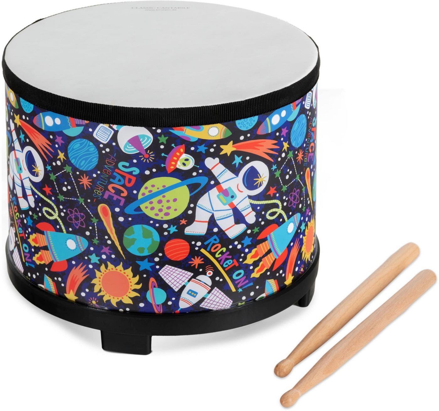 Classic Cantabile Trommel - Kindertrommel - Perfekt für kleine Kinderhände,Inkl. Drumsticks, 3-St., Trommel für Kinder - Trainiert das Rhythmusgefühl