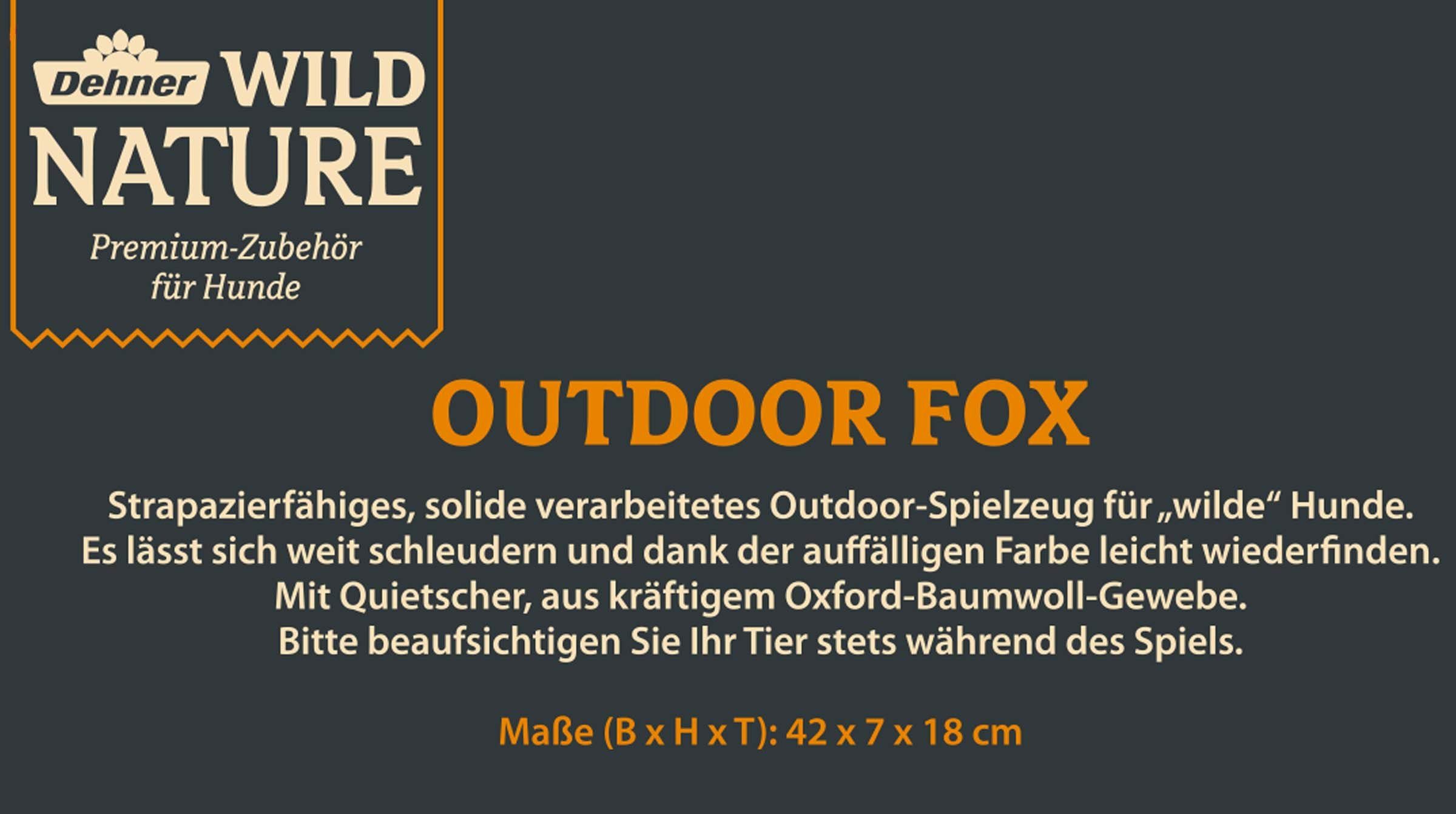 Dehner Tier-Beschäftigungsspielzeug Fox mit Quietscher, 42 x 18 x 7 cm, Baumwolle, Oxford-Baumwolle