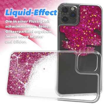 EAZY CASE Handyhülle Liquid Glittery Case für Apple iPhone 11 Pro Max 6,5 Zoll, Glitzerhülle Shiny Slimcover stoßfest Durchsichtig Bumper Case Pink