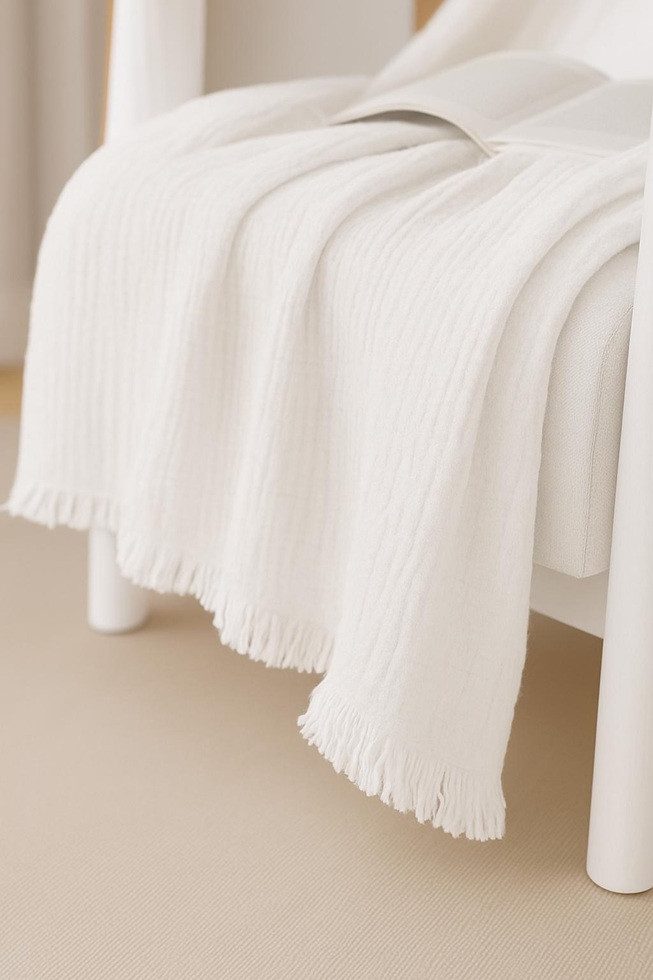 Plaid Musselin Plaid aus Biobaumwolle 130x180cm, Sandiik, Made in Stuttgart