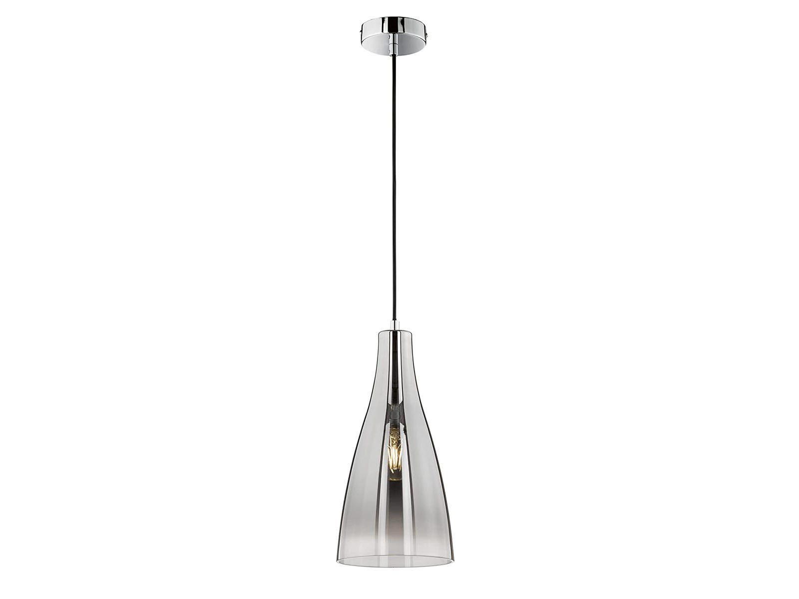 FISCHER & HONSEL LED Pendelleuchte, dimmbar, LED wechselbar, Warmweiß, einflammig minimalistisch, Лампыschirm Ø 23cm klein Glas Silber Chrom