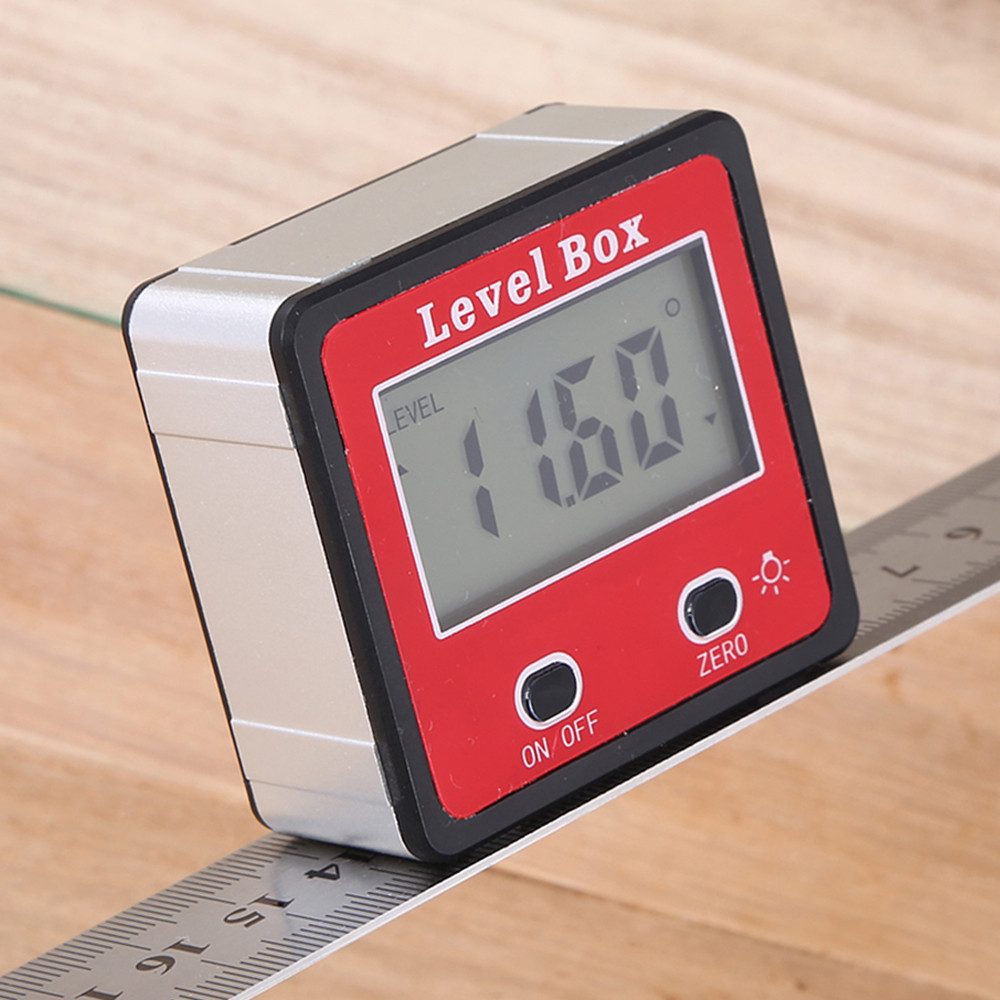 GARRYFIZH Winkelmesser Digitaler Neigungsmesser Winkelmesser Wasserwaage Magnetisch IP54 Rot, bis 360°, (Set), Präzise Messung für Holzbau, Bau & DIY, LCD mit Haltefunktion & Magnet