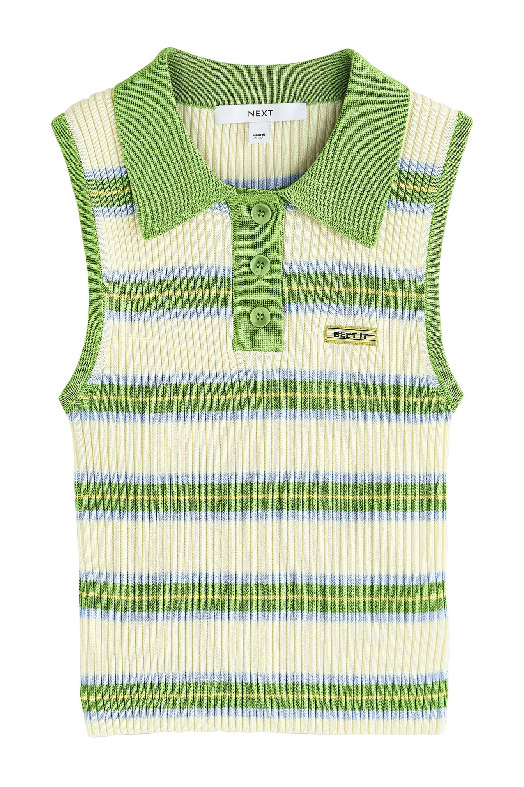 Stricktop Ärmelloses, gestricktes Polo-Oberteil