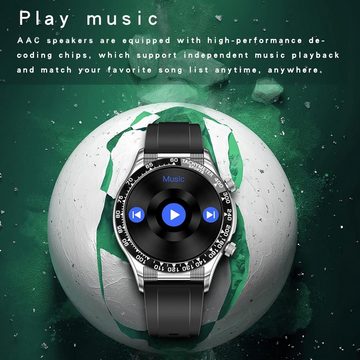 findtime Smartwatch (1,32 Zoll, Android, iOS), mit Blutdruckmessung Pulsuhr Schlafanalyse Musikplayer Schrittzähler