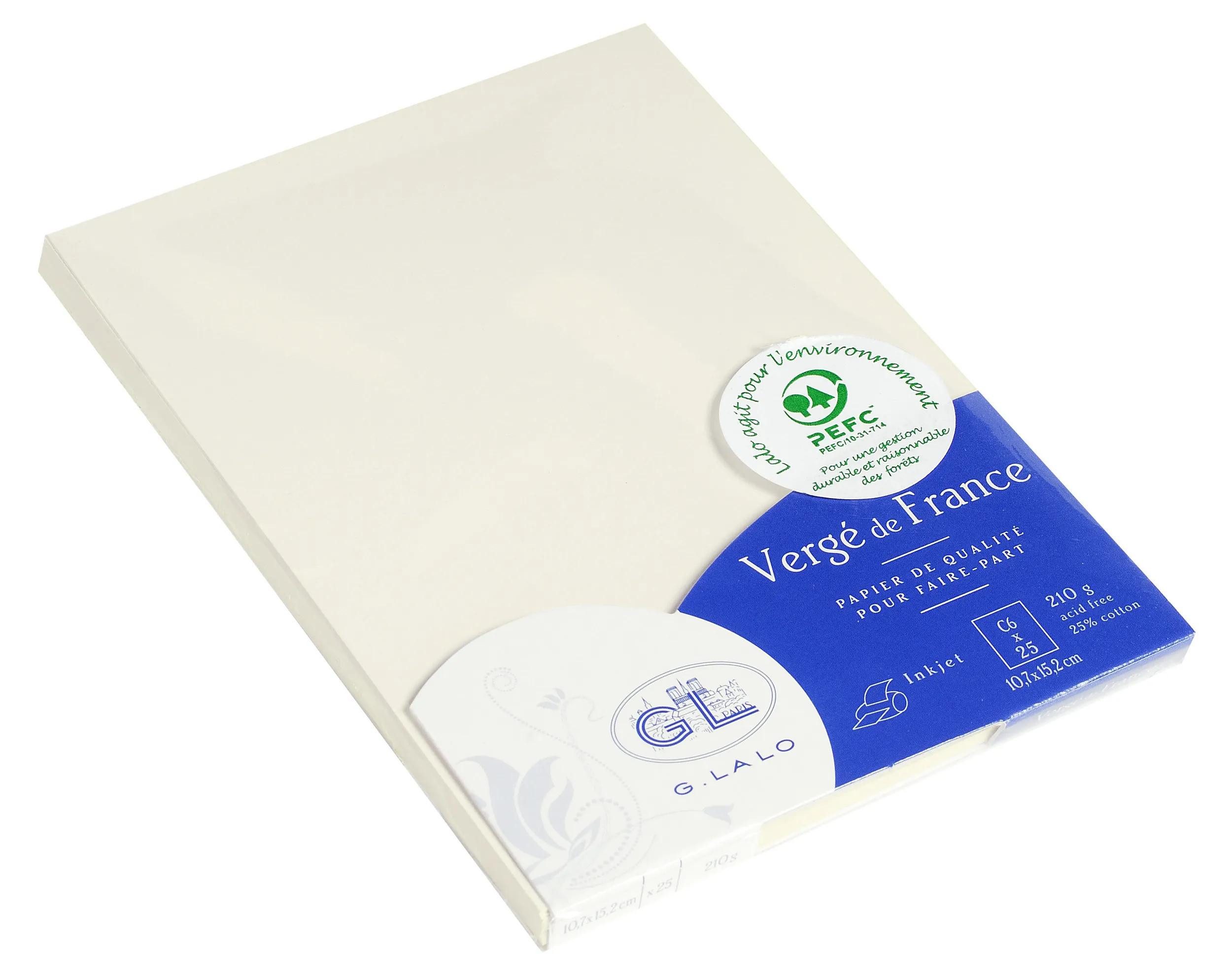 G.Lalo Grußkarten G.Lalo 4x Lalo, Pack. 25 Karten einfach 107x152mm, 210g - Weiß 16800L, Karton