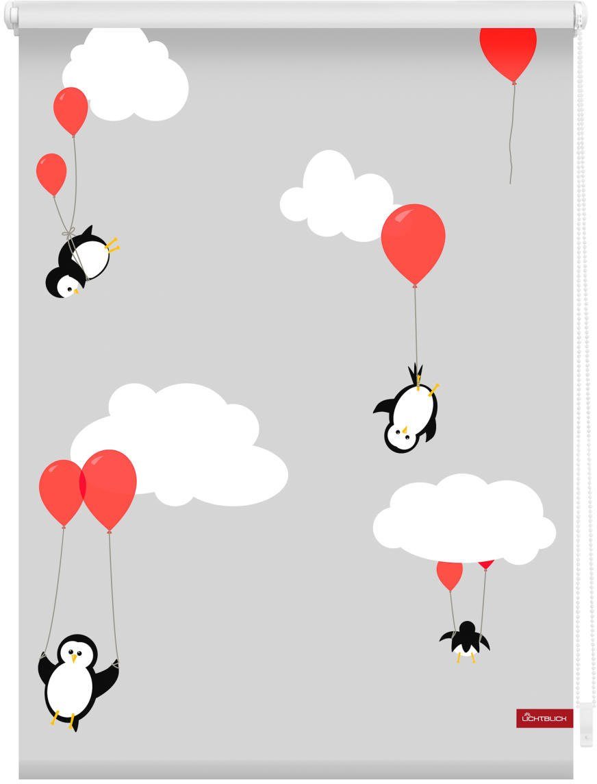 Pinguine Klemmfix LICHTBLICK Seitenzugrollo ohne freihängend, blickdicht, Bohren, blickdicht, - Rot, ORIGINAL, Klemmfix, Rollo