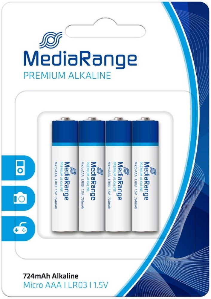 Mediarange 4 Premium AAA / 4er Blister im Micro Alkaline Batterie Batterien