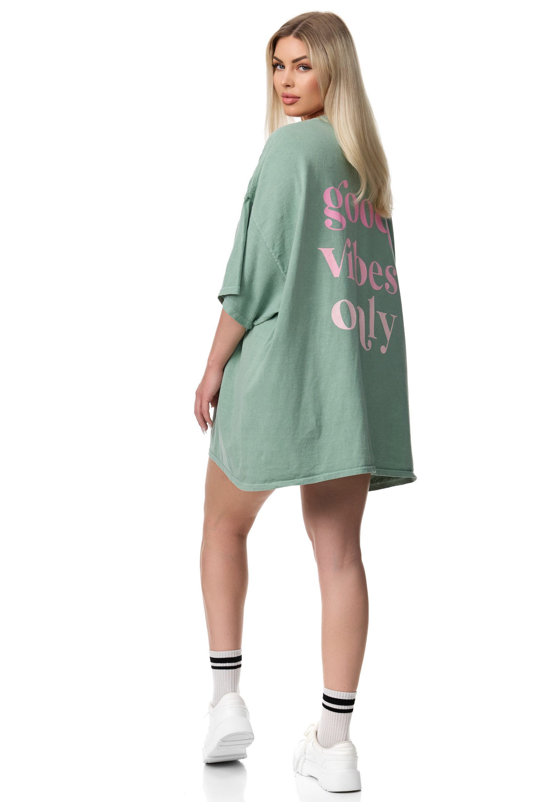 Worldclassca Longshirt Worldclassca Oversized VIBES Print T-Shirt lang Tee günstig online kaufen