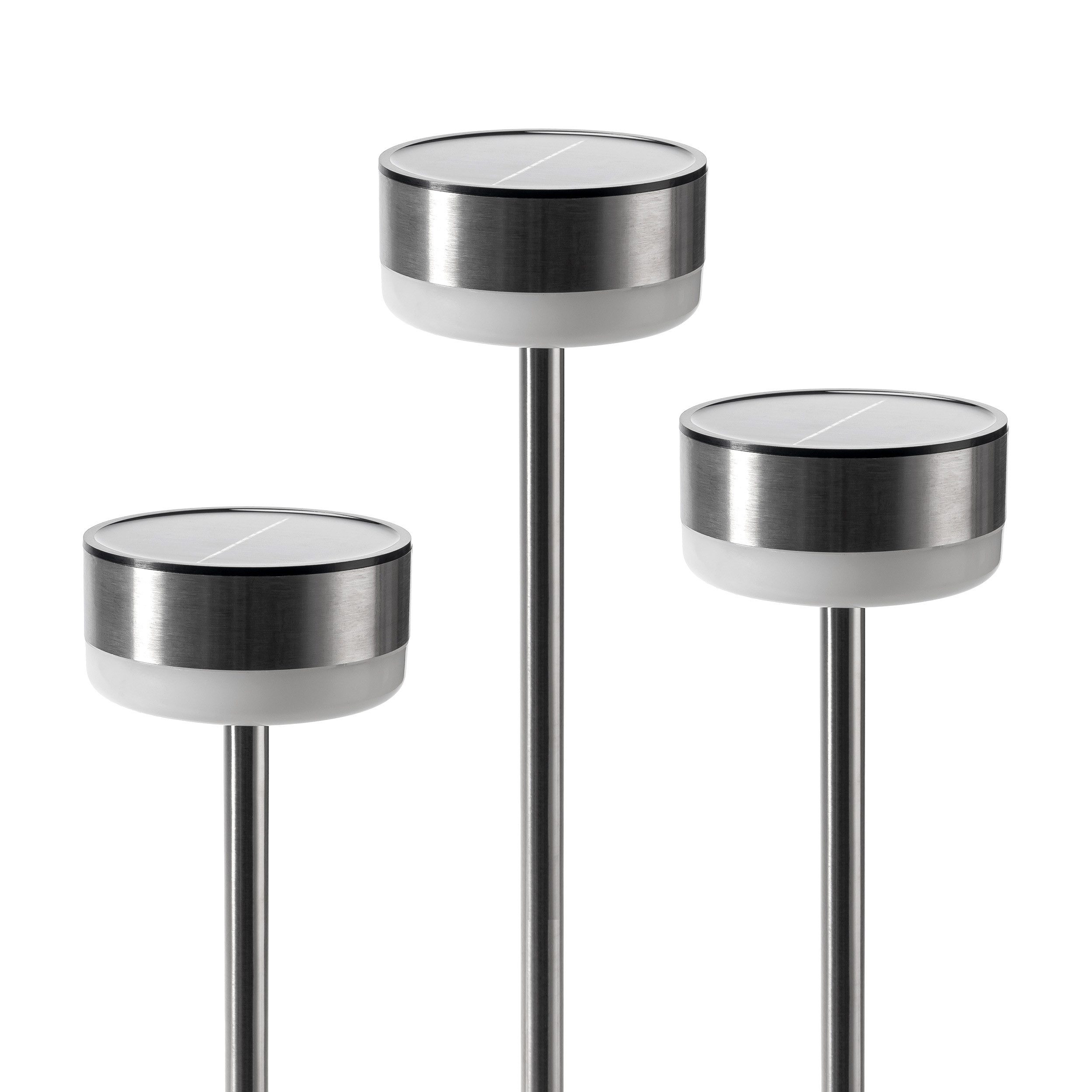 IC Gardenworld LED Gartenleuchte 3 Stück Solar Garten Wegeleuchte aus Edelstah, 103 cm hoch, LED fest integriert, warm-weiß, LI-ION 14500 Akku