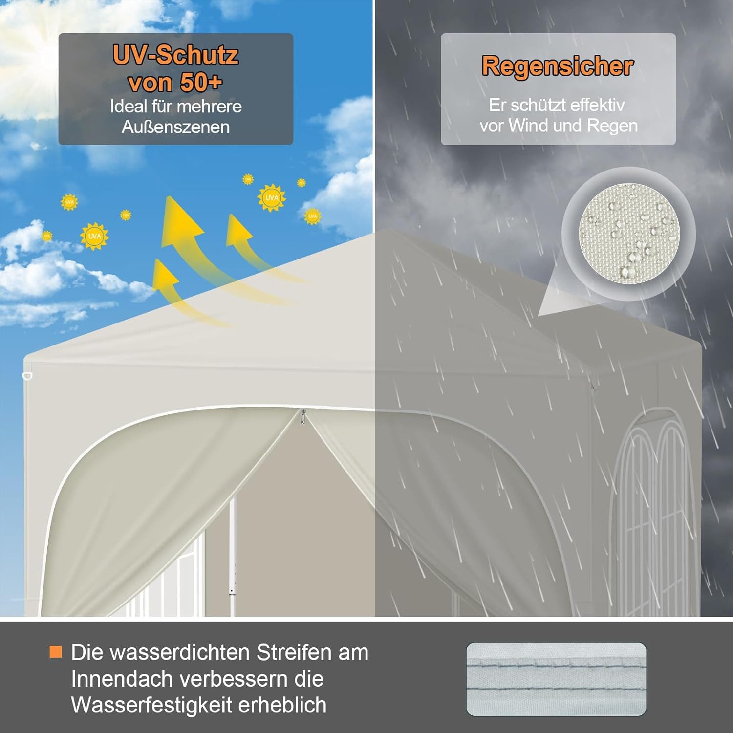Woltu Pavillon, mit 4 Seitenteilen, 2x2 günstig online kaufen