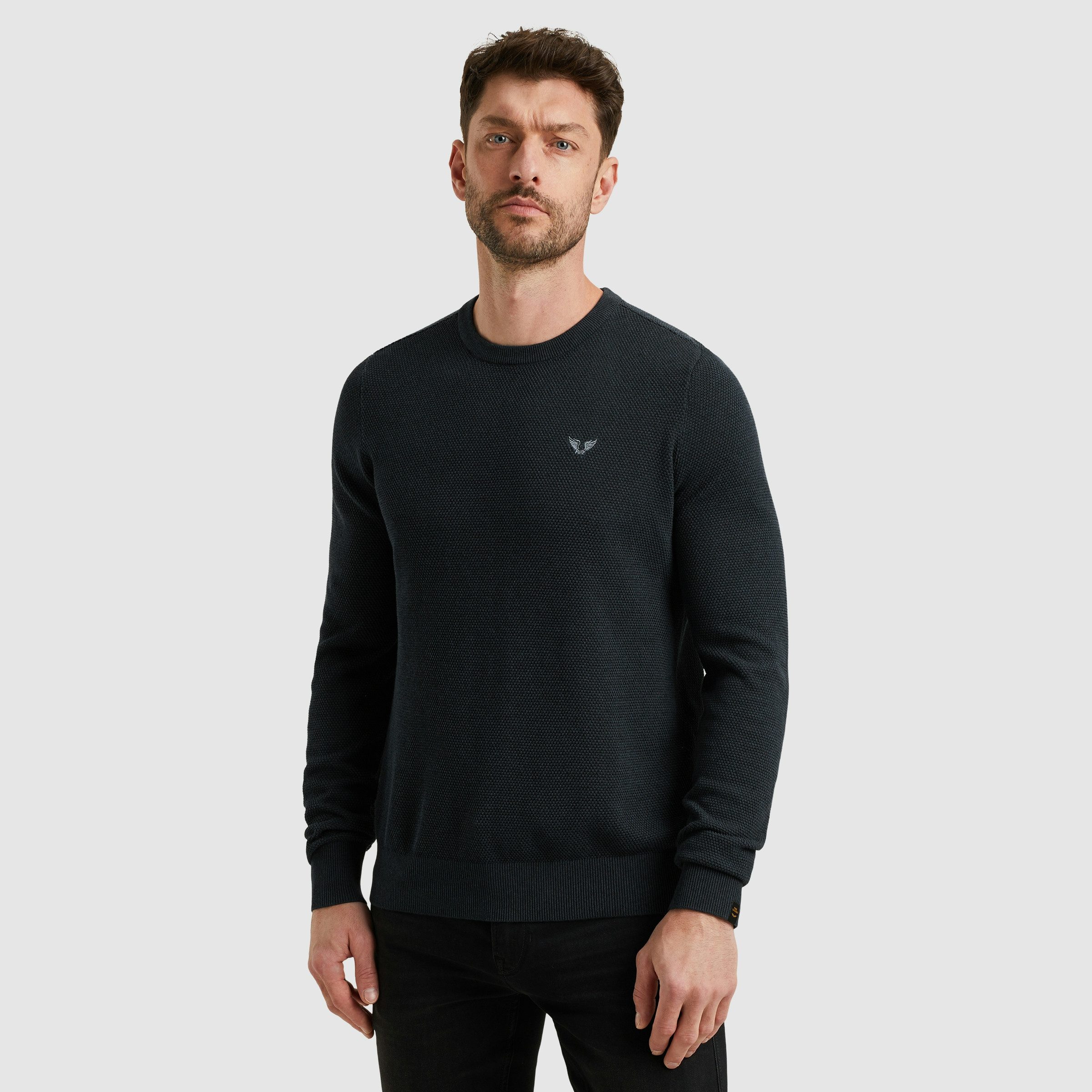 PME LEGEND Rundhalspullover mit Logo Stickerei