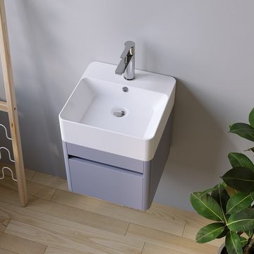 AQUALAVOS Waschbecken Waschbecken Keramik Aufsatzwaschbecken für das Badezimmer und Gäste-WC, Weiß I Modernes Design I Einfache Installation, Einfach zu säubern