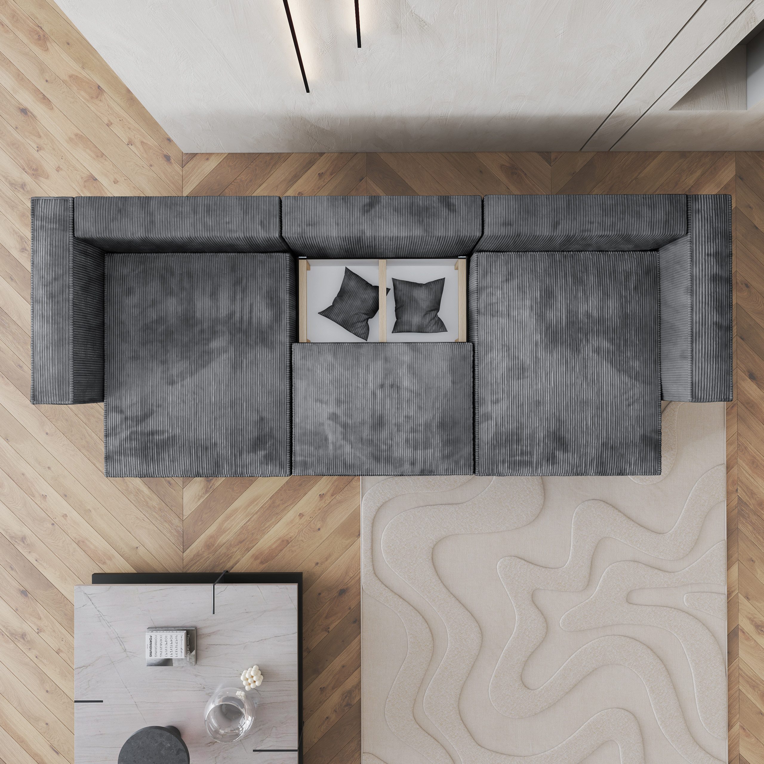 Masseno Ecksofa SARMO mit Schlaffunktion U-Form, Sofa mit Bettkasten