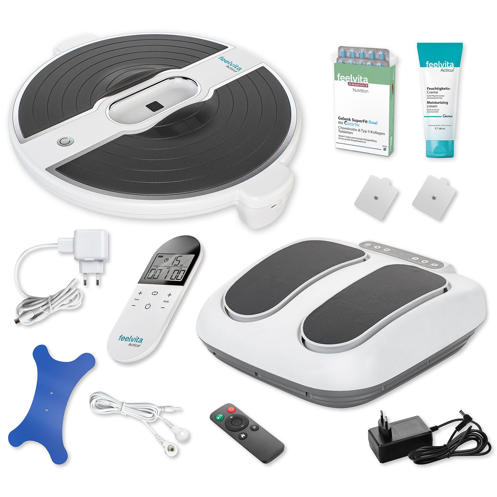 Genius Fußmassagegerät Feelvita Acticur Set 15-tlg. EMS & TENS Gerät, Verbesserung Der Durchblutung