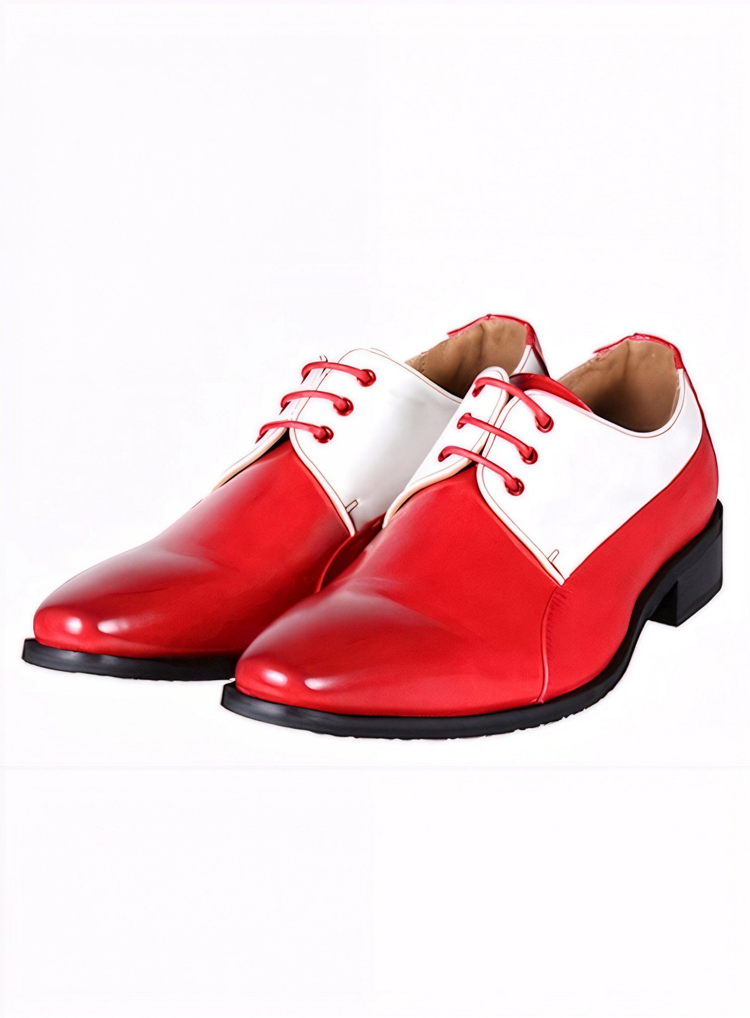 thetru Kostüm Herren Derby Schuhe rot-weiß, Markant und elegant: klassischer Herrenschuh für extravagante Gentlem