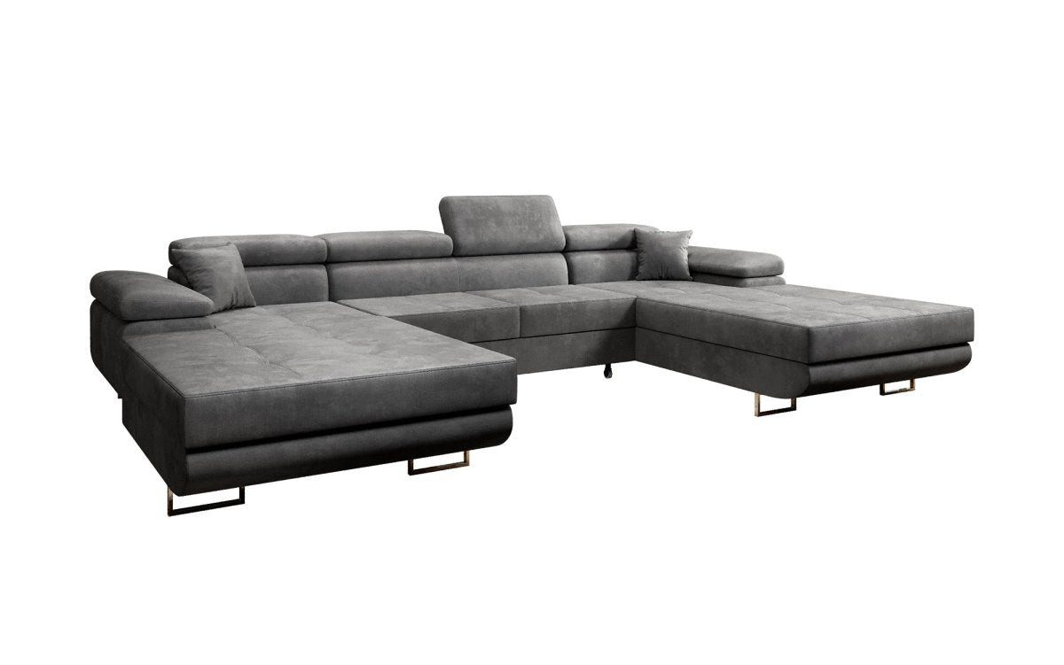 Luxusbetten24 Schlafsofa Designer Sofa Calvera U, mit Schlaf- und Klappfunktion