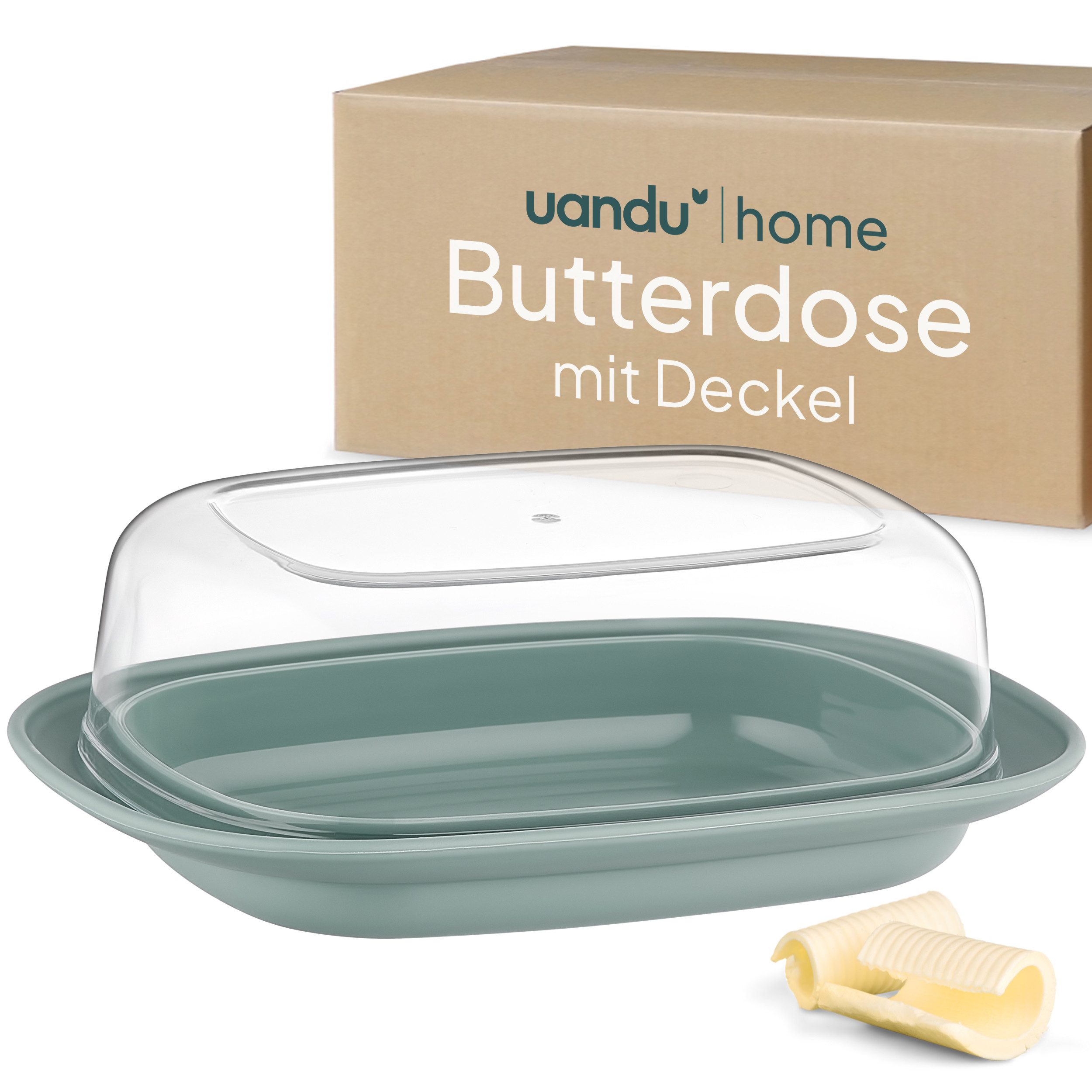 uandu home Butterdose mit Deckel Kunststoff, Butterbehälter, Butter dish, Масленицы, (Butterschale mit Deckel, Butterdose spülmaschinenfest, Butterbox, Butter Box Dose)