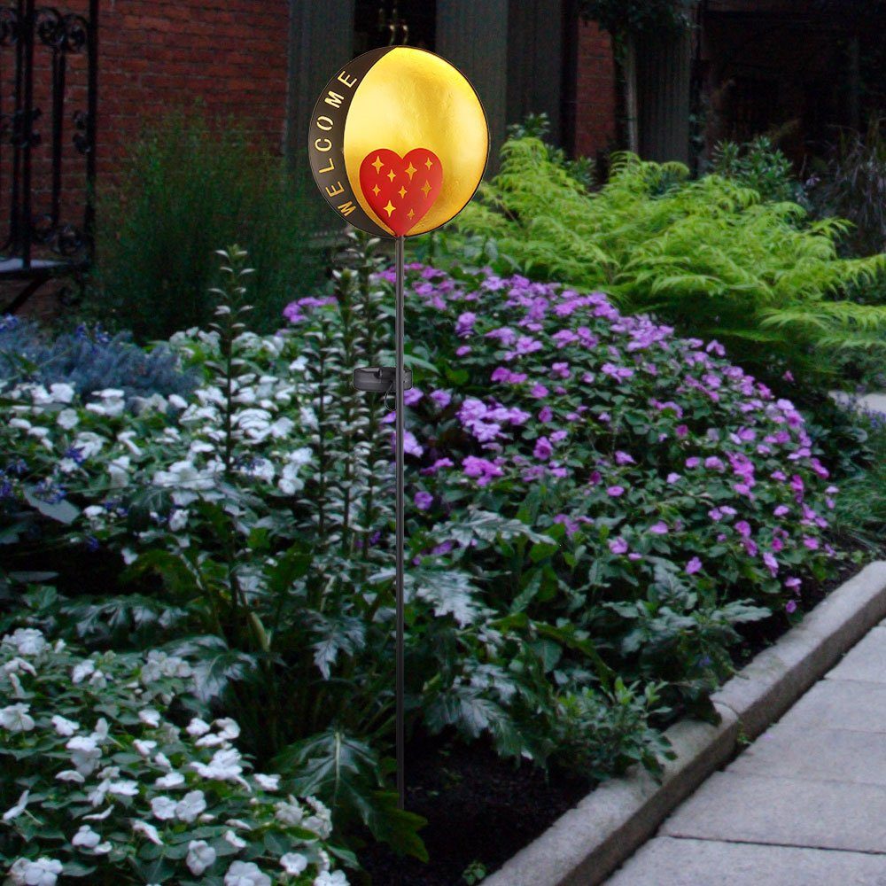 Lampe LED etc-shop Außen Garten Hof 2x LED-Leuchtmittel Bereich Solar LED Warmweiß, verbaut, Solarleuchte, fest Deko Erdspieß Steck