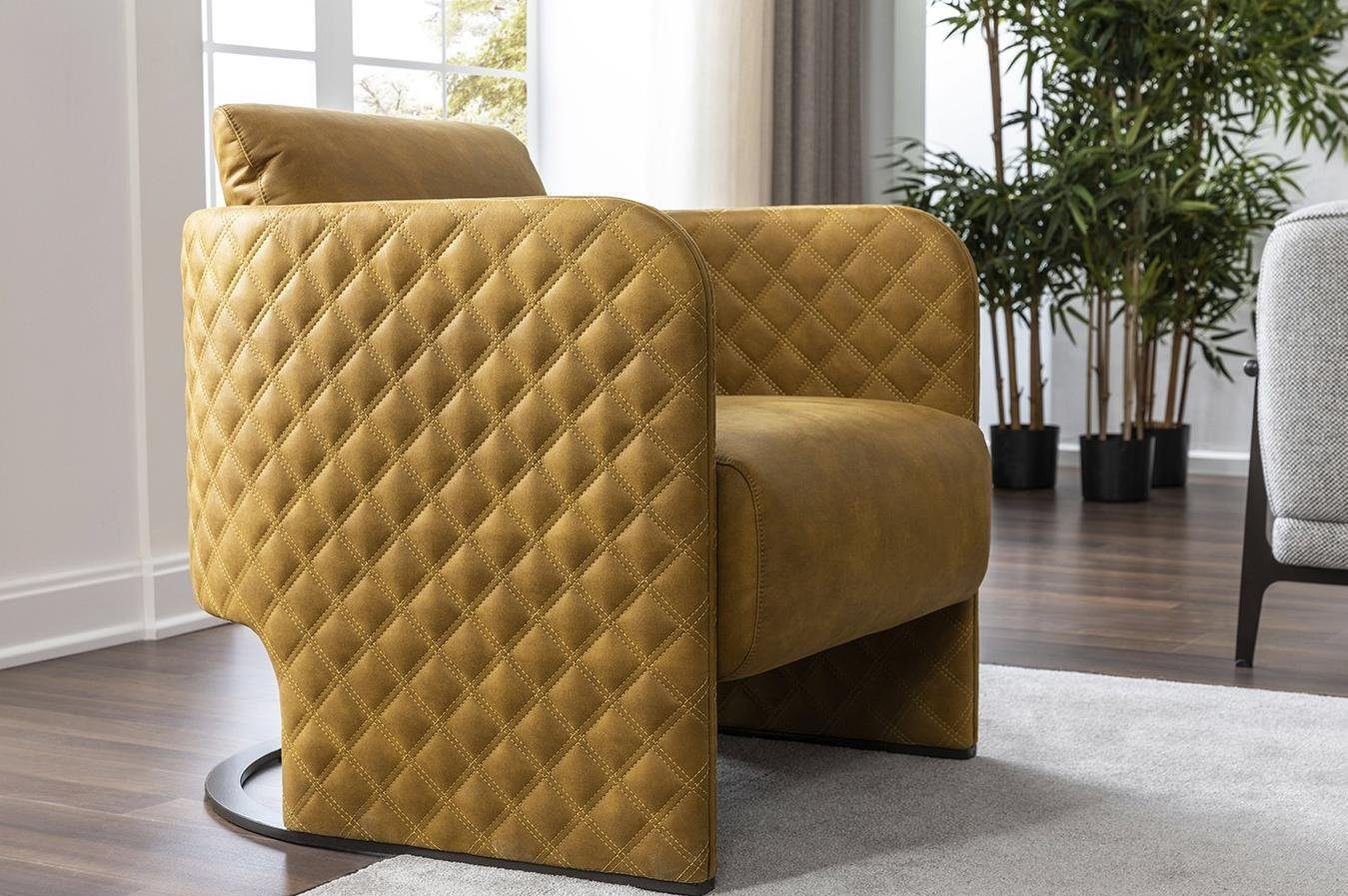 JVmoebel Sessel Sessel Design, Europe Ohrensessel Gelb Kunstleder Cocktailsessel Made In Sitzer Modern