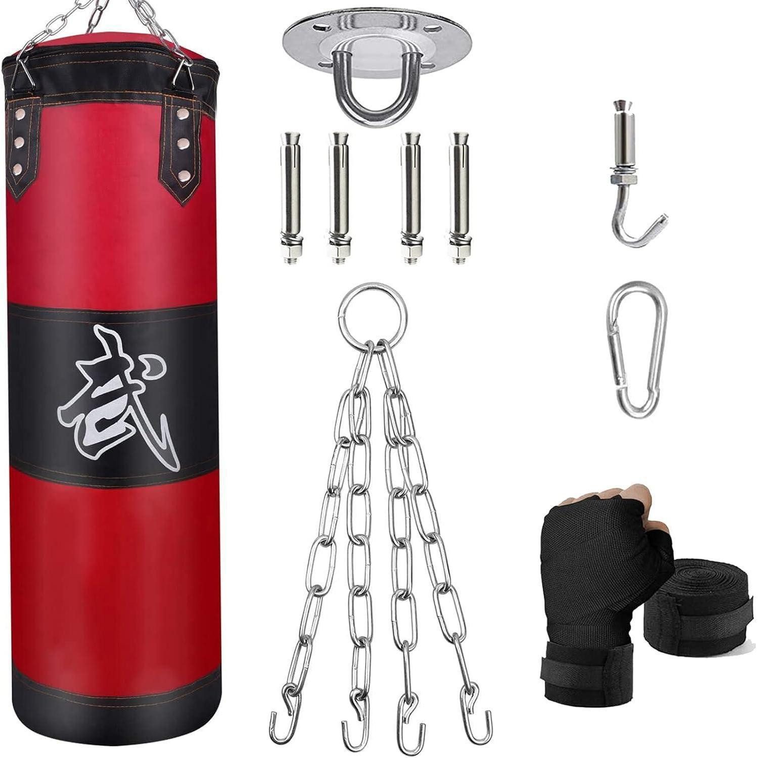 LuxusKollektion Boxbandagen Boxsack Set Heavy Duty Punchingsäcke UNGEFÜLLT Hängendes Boxing Bag
