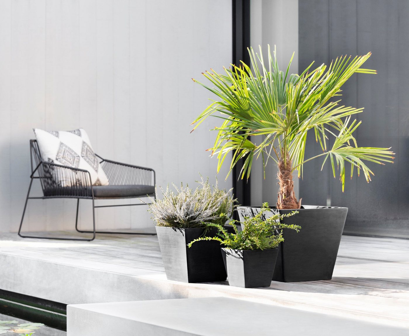 Thumbnail - ECOPOTS Blumentopf ROTTERDAM Dark Grey, BxTxH: 20x20x17,5 cm