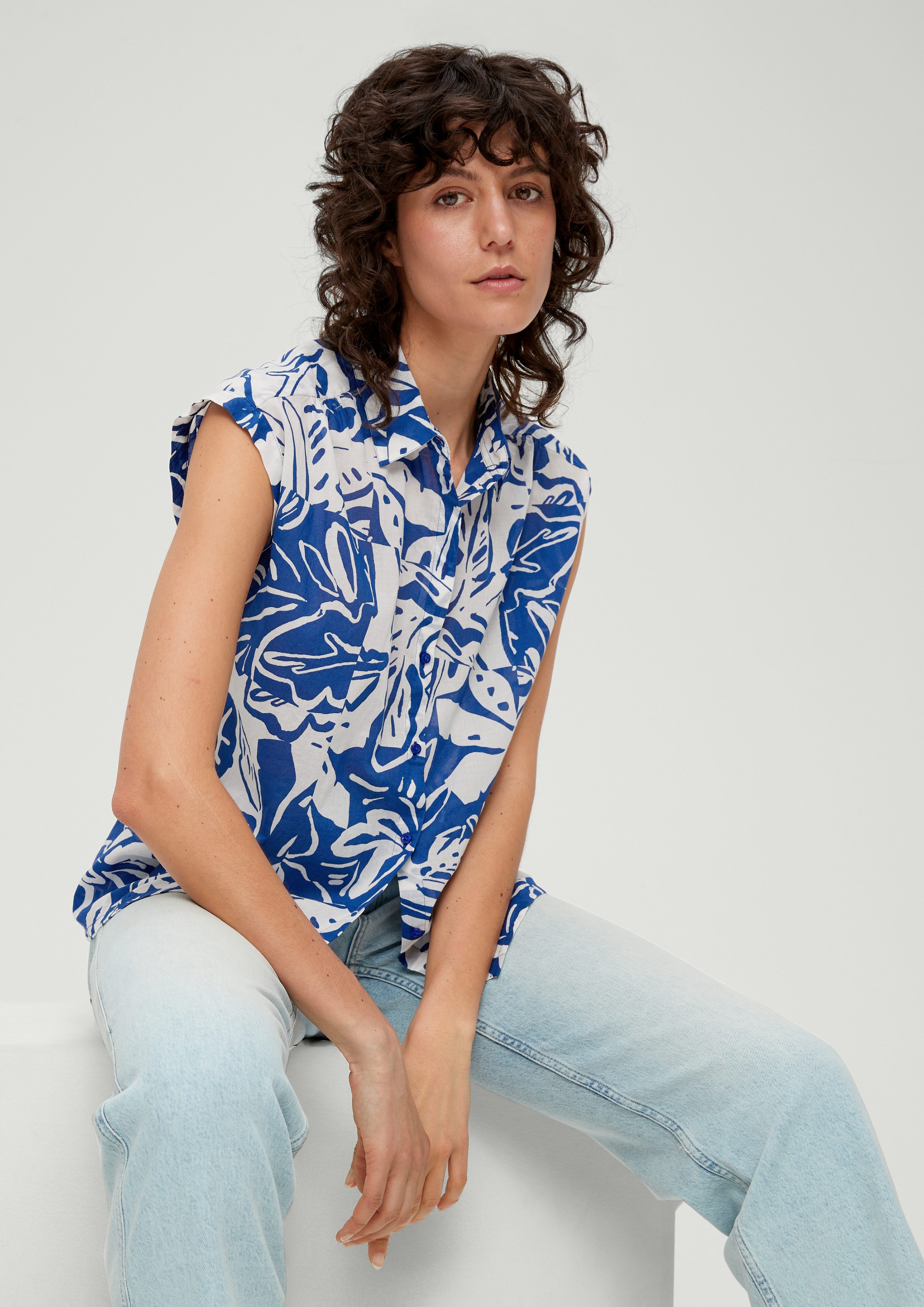 Kurzarmbluse Blusenshirt mit Alloverprint