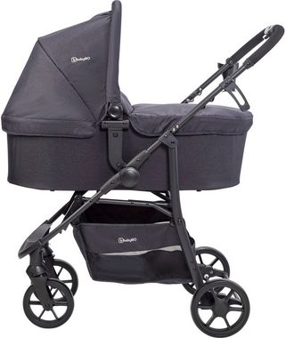 BabyGo Kombi-Kinderwagen Style - 3in1, schwarz, inkl. Babyschale mit Adaptern u. Wickeltasche