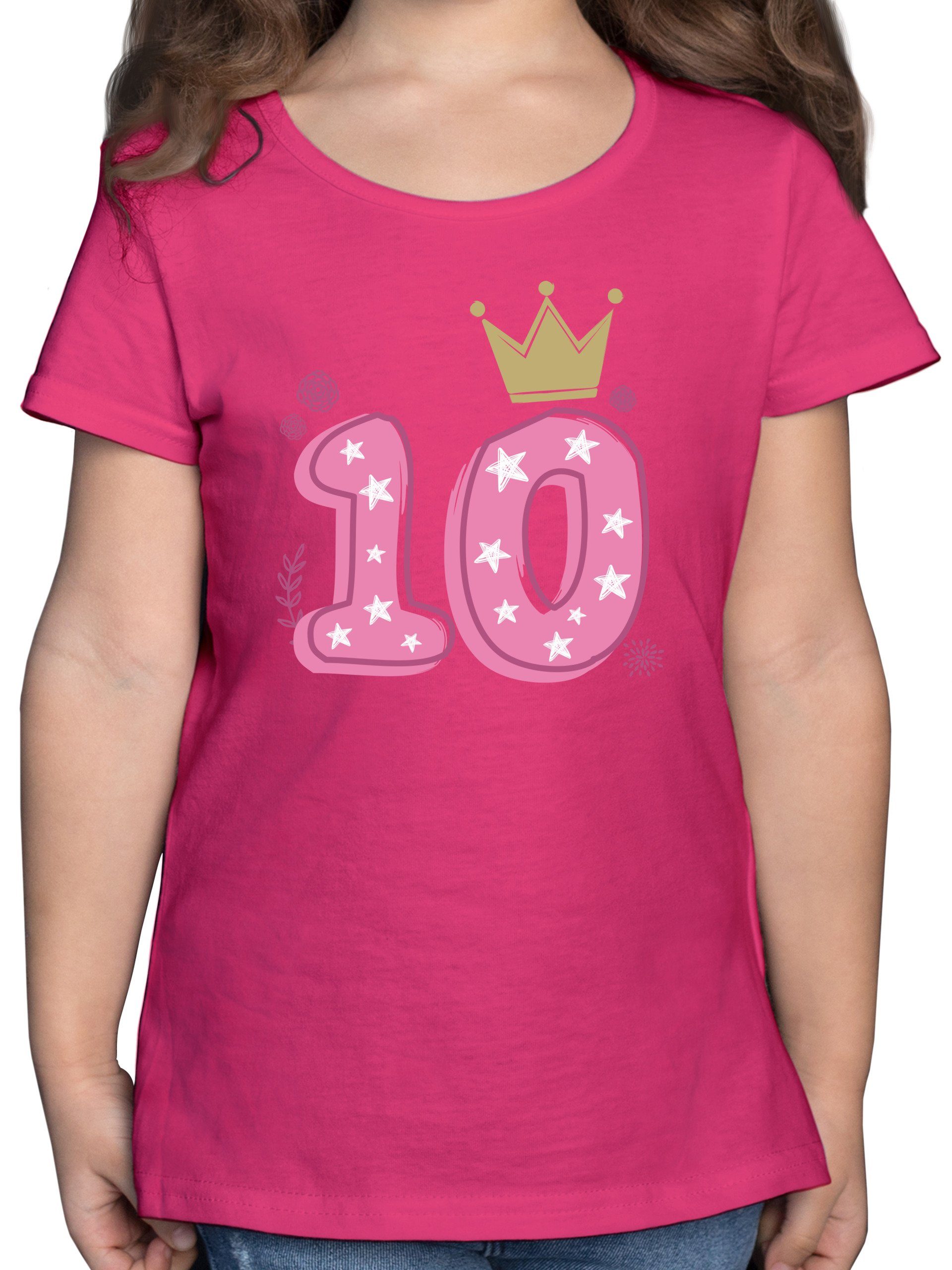 Shirtracer T-Shirt »10. Geburtstag Mädchen Krone Sterne - Mädchen Kinder T-Shirt - T-Shirts 