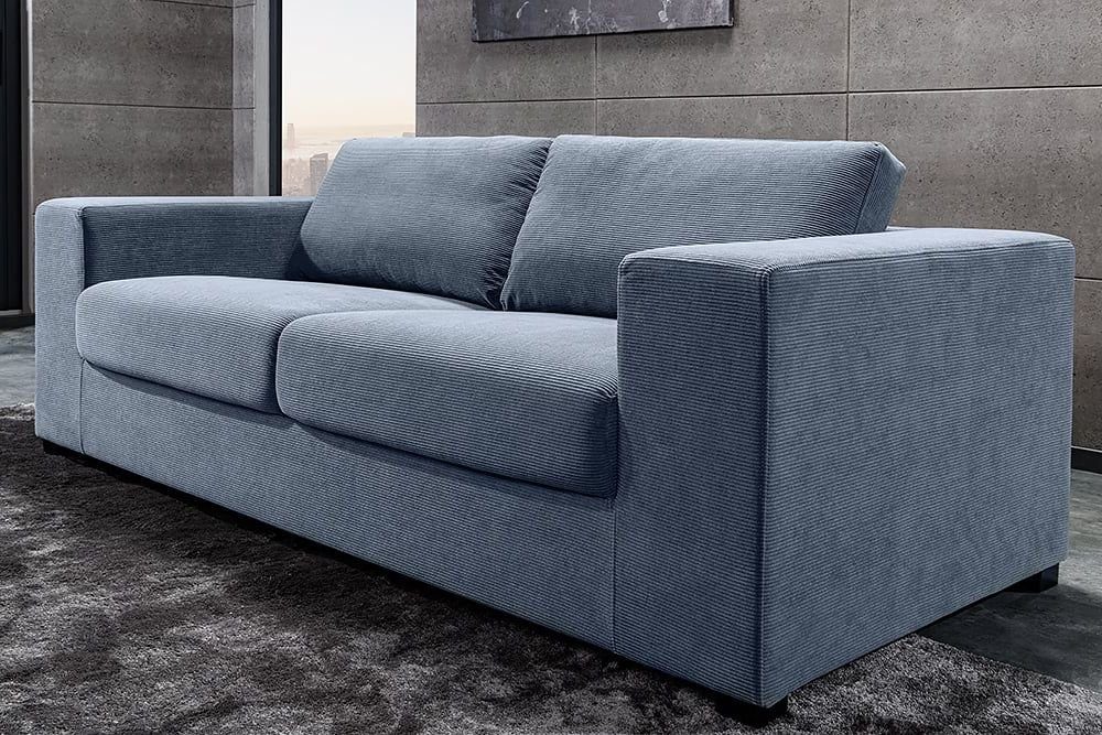 Sofa Cord Federkernpolsterung Lounge-Sofa NICE 220cm LebensWohnArt blau