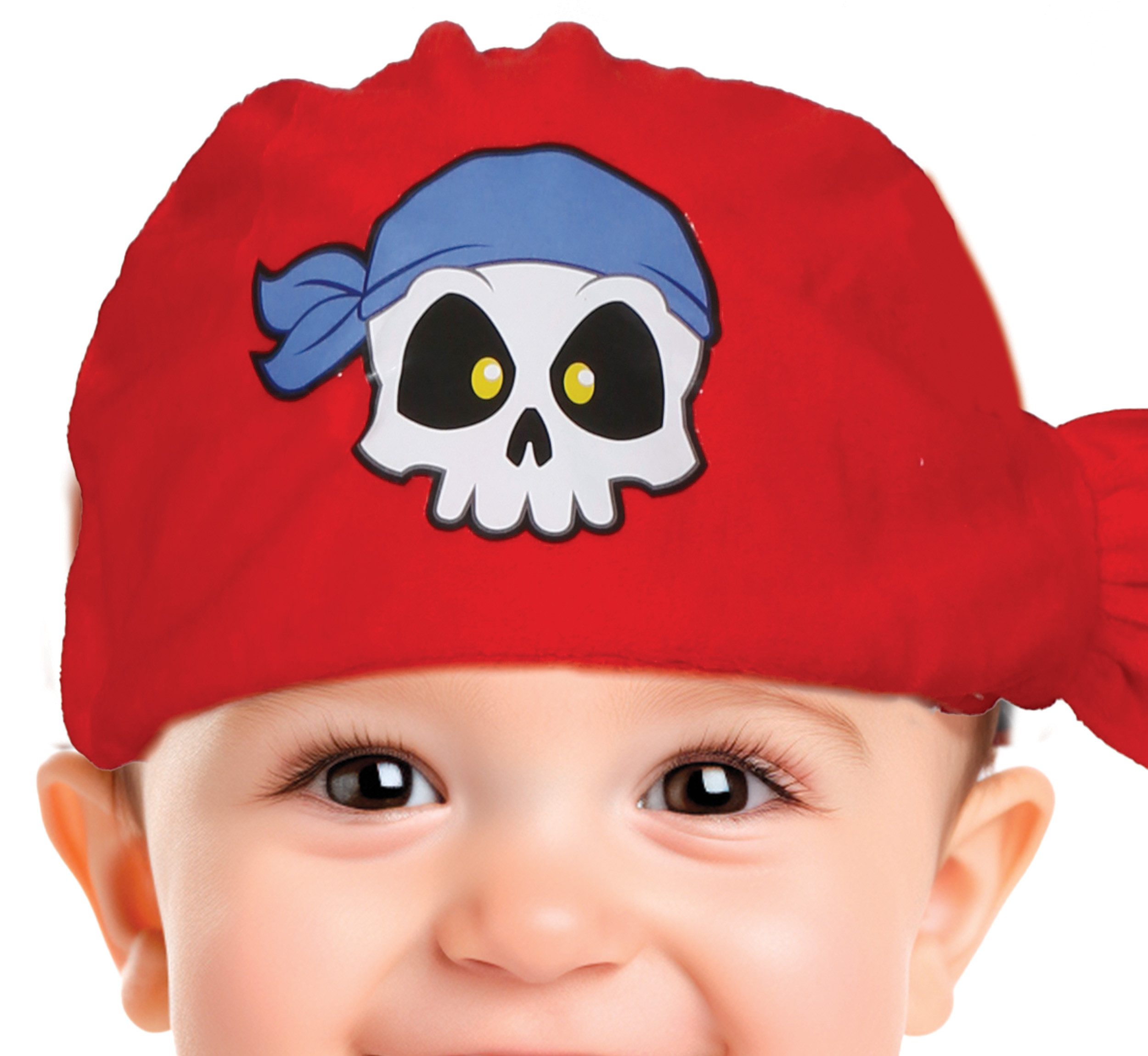 Fiestas Guirca Kostüm, Piraten Abenteuerkostüm Rot Weiß Streifen Totenkopf Karneval Faschin