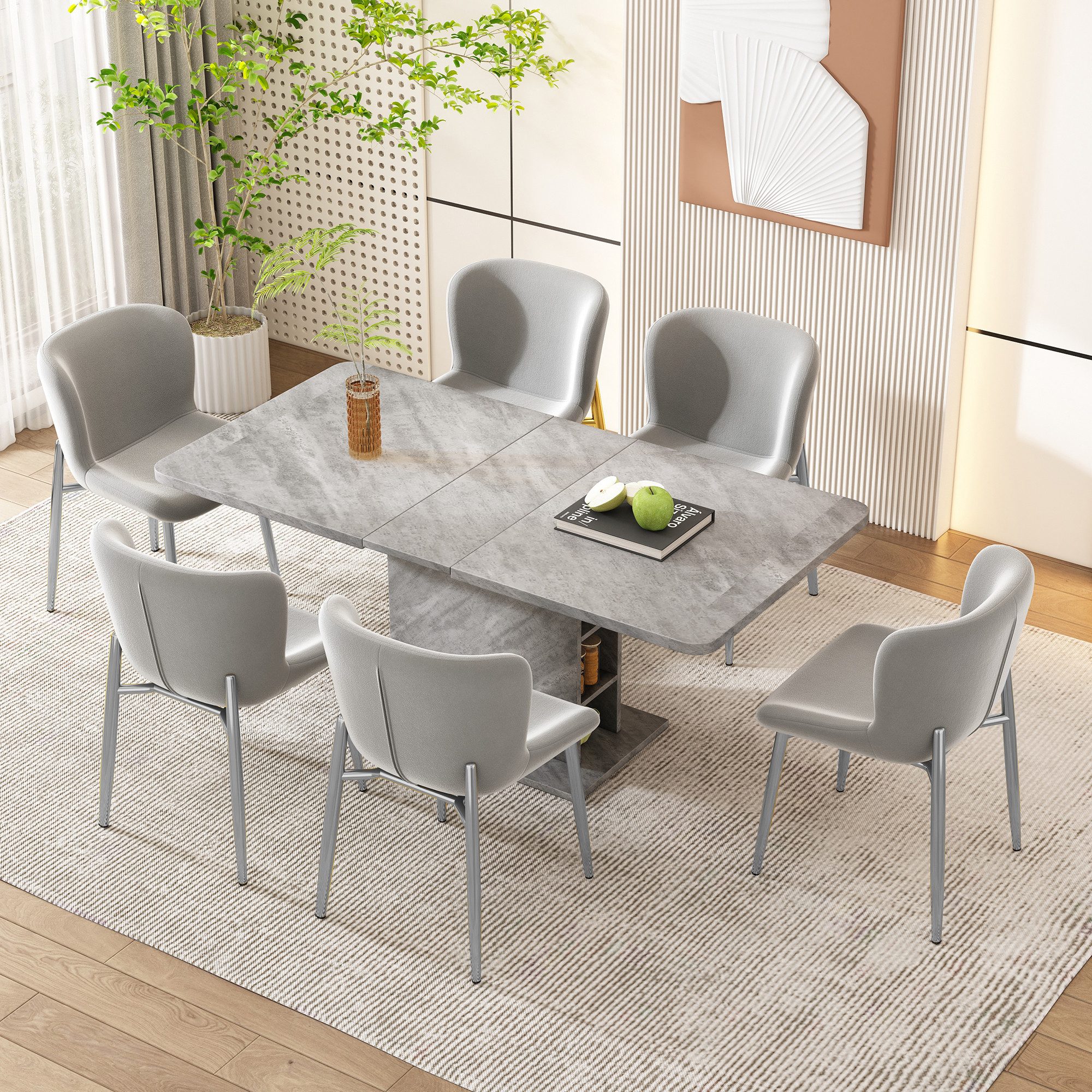 Flieks Esszimmerstuhl (Set, 6 St), 6er Set Polsterstuhl Wohnzimmer Schalens günstig online kaufen