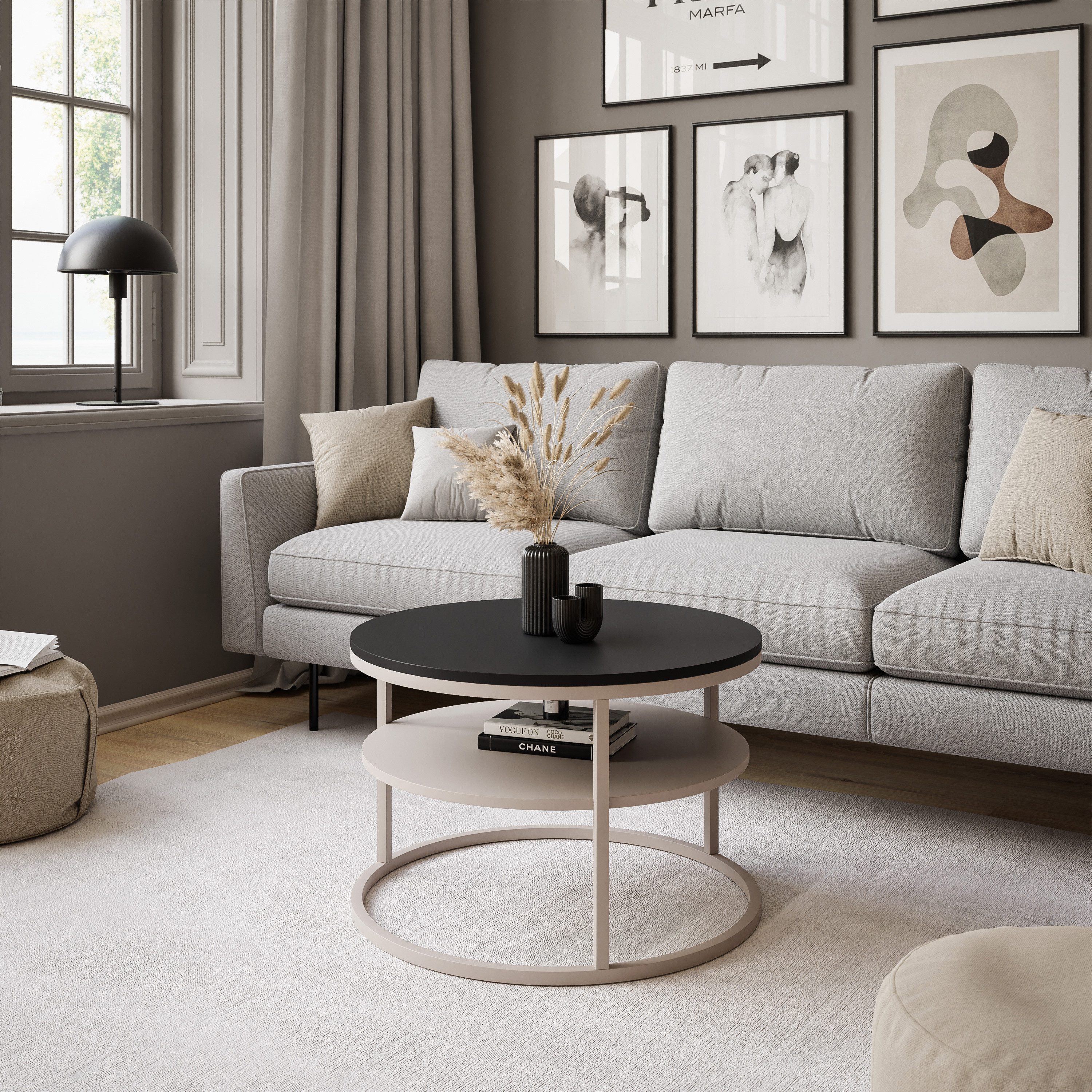 Lookway Couchtisch CIRI SLIM MATT Kaschmir mit Ablage (1 Tisch), Durchmesse günstig online kaufen