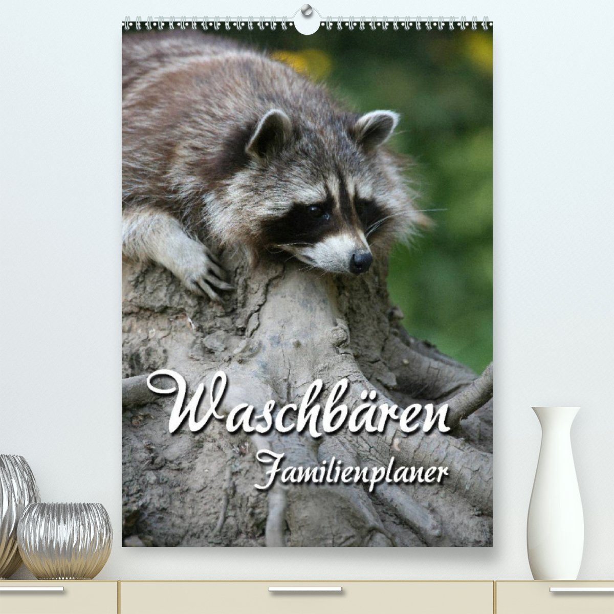 CALVENDO Wandkalender Waschbären Familienplaner (Premium, hochwertiger DIN  A2 Wandkalender 2023, Kunstdruck in Hochglanz)