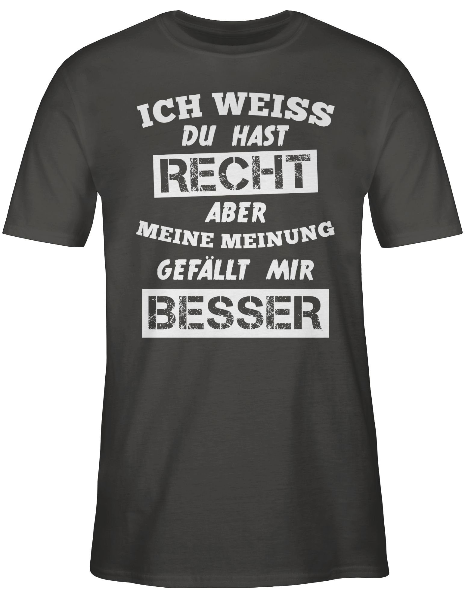 Shirtracer T-Shirt 2 Statement Dunkelgrau Besserwisser Spruch Sprüche mit Meinung Meine