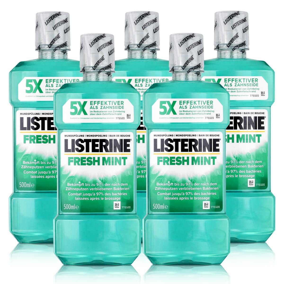 Listerine Mundspülung Listerine Fresh Mint 500ml - Für die tägliche Mundspülung (5er Pack)