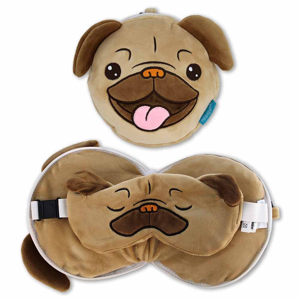 Tierkuscheltier Reisekissen Kinder für Nacken und Augen "Mops" - ca. 18 cm
