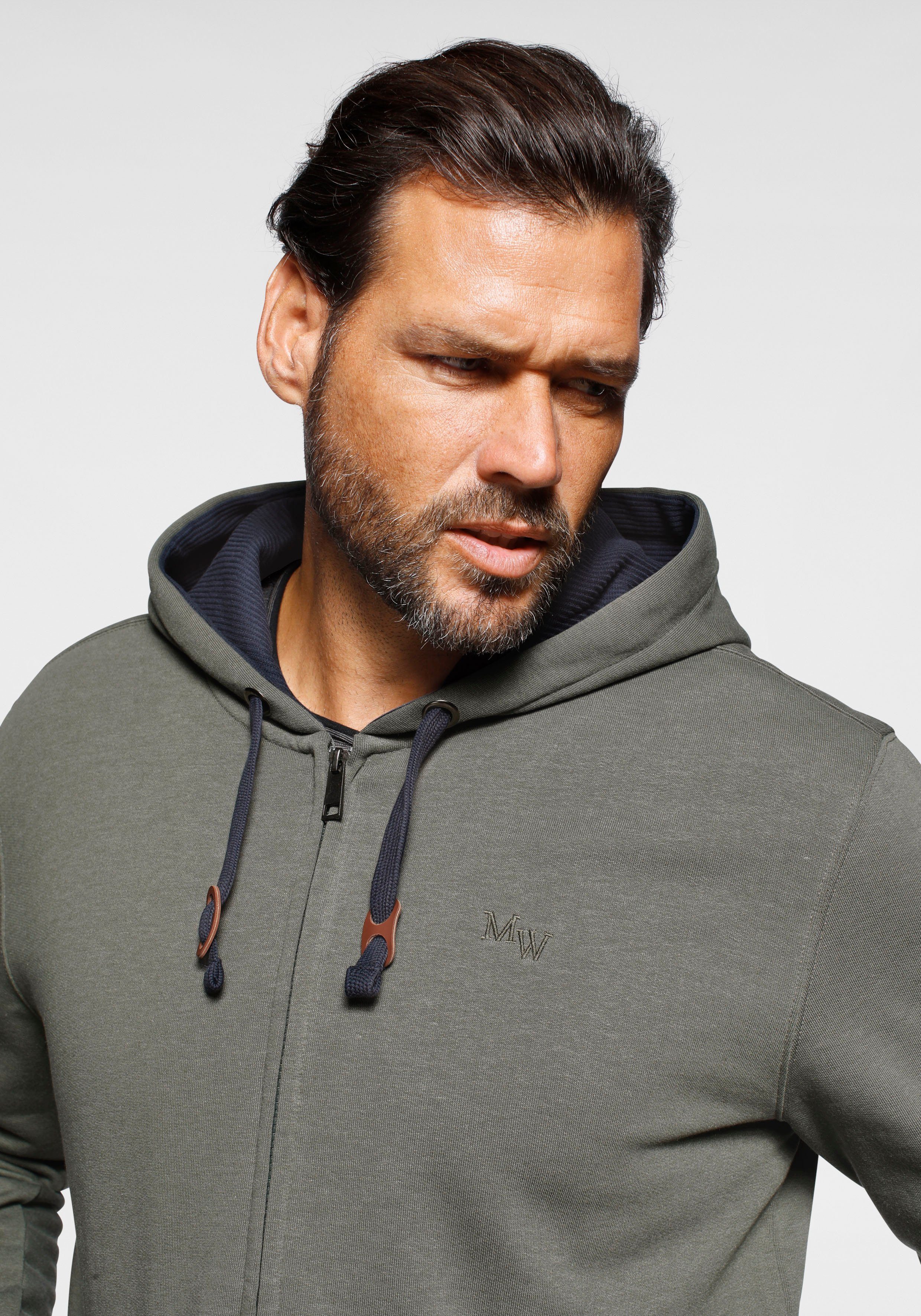 Man's World Kapuzensweatjacke mit kontrastfarbigem Innenfutter
