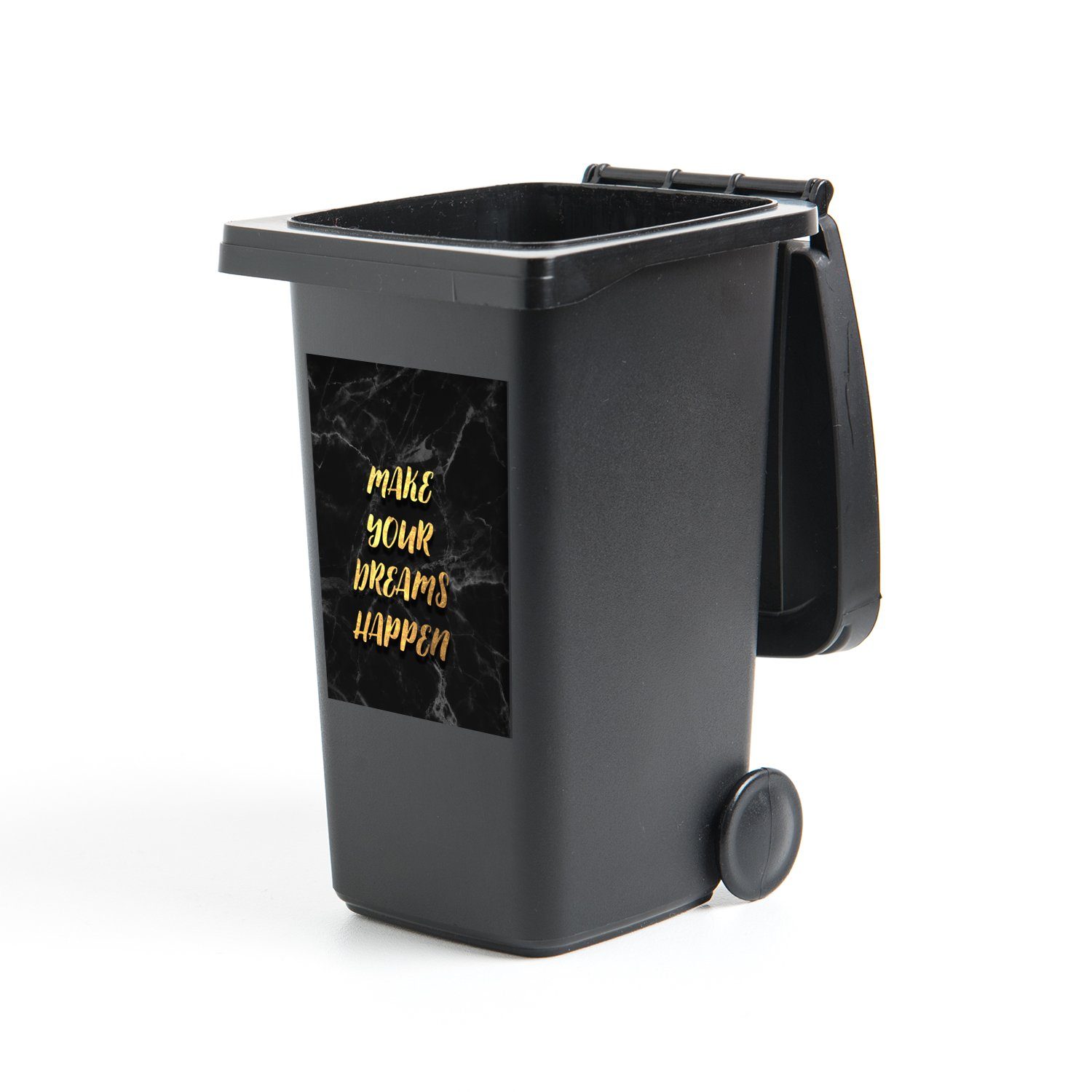 MuchoWow Wandsticker Zitat - Traum - Schwarz - Gold (1 St), Mülleimer-aufkleber, Mülltonne, Sticker, Container, Abfalbehälter