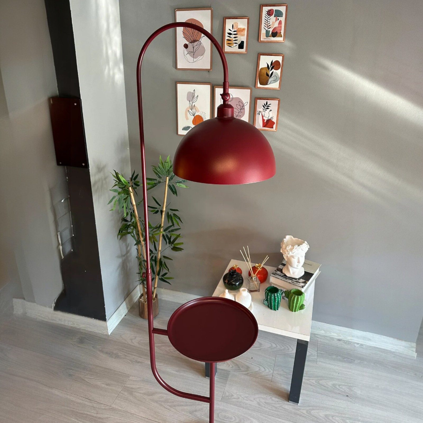 Bamyum Stehlampe Moderne Stehlampe aus Metall mit Dimmer und Ablage, ohne Leuchtmittel