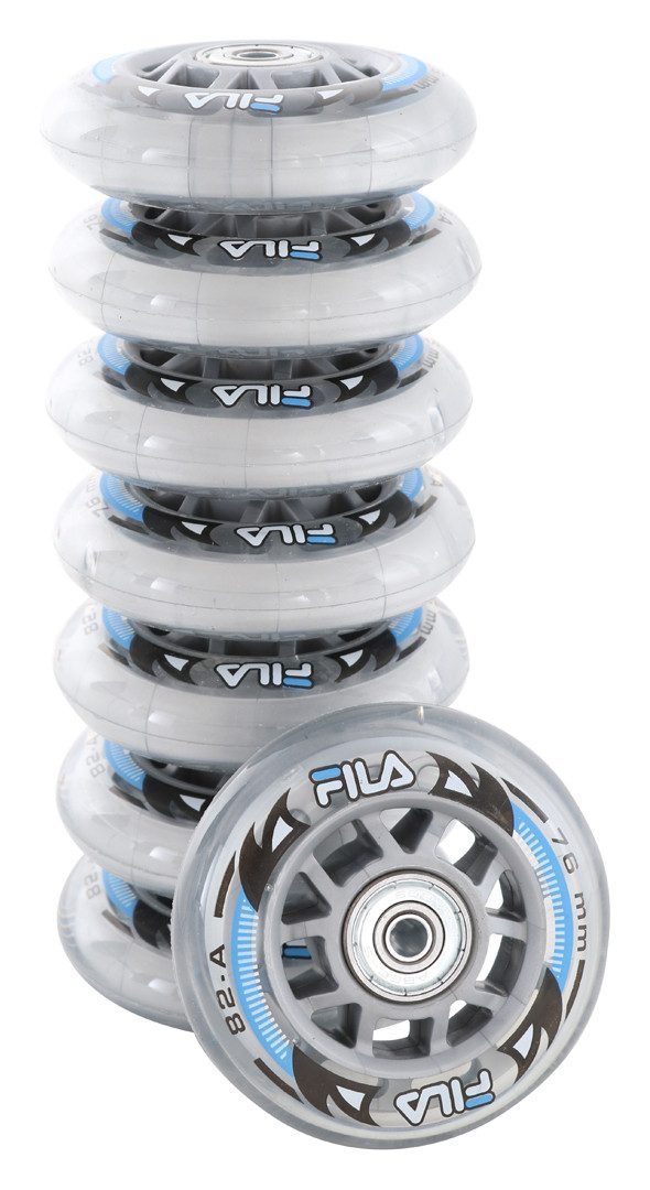 Fila Inlineskates-Rolle FILA WHEELS 76mm/82a 8er Pack Rollenset clear inkl. ABEC5 + 6mm Spacer