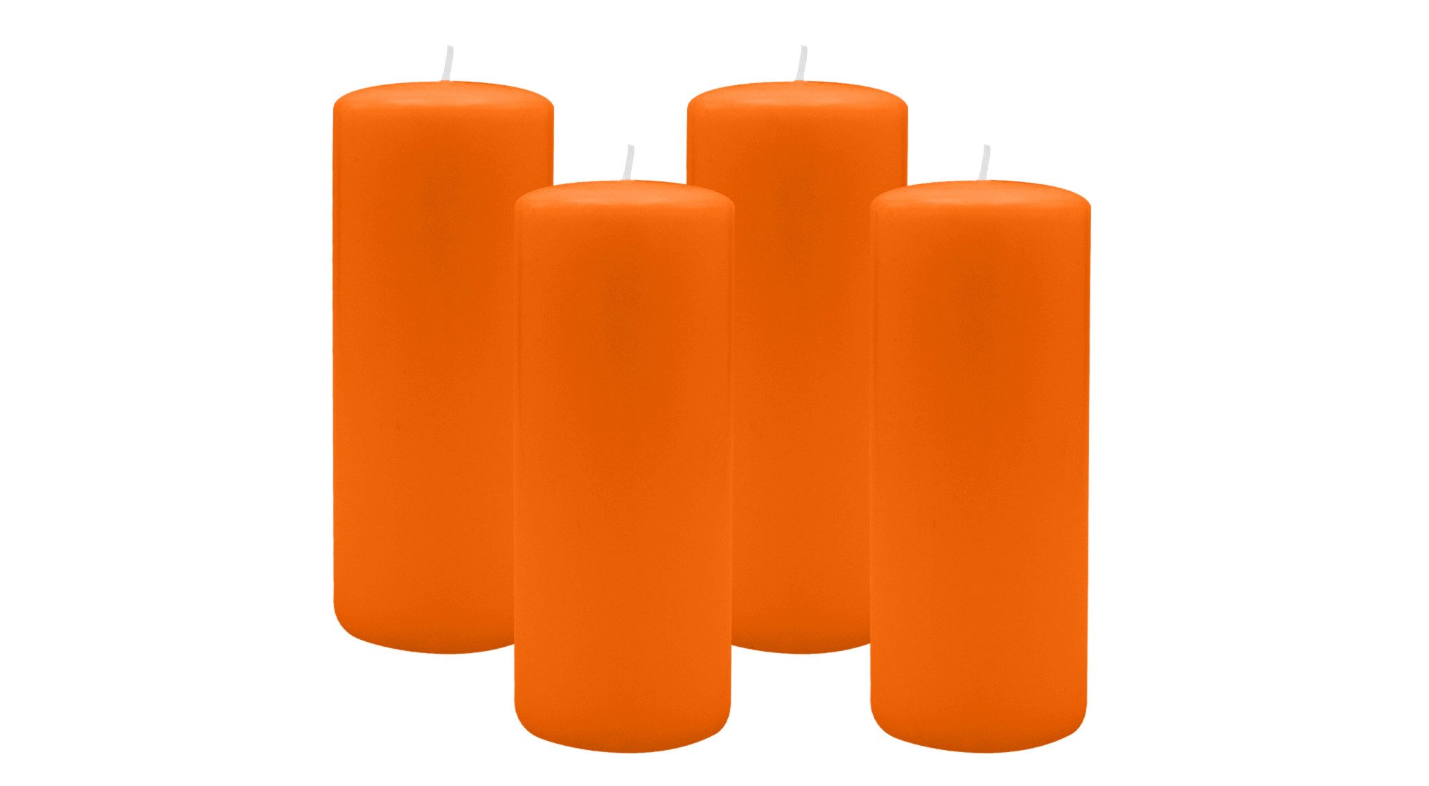Kopschitz Kerzen Stumpenkerze 4er Set Stumpenkerzen/Adventskranzkerzen Mandarin Orange Ø 80 x 200 mm