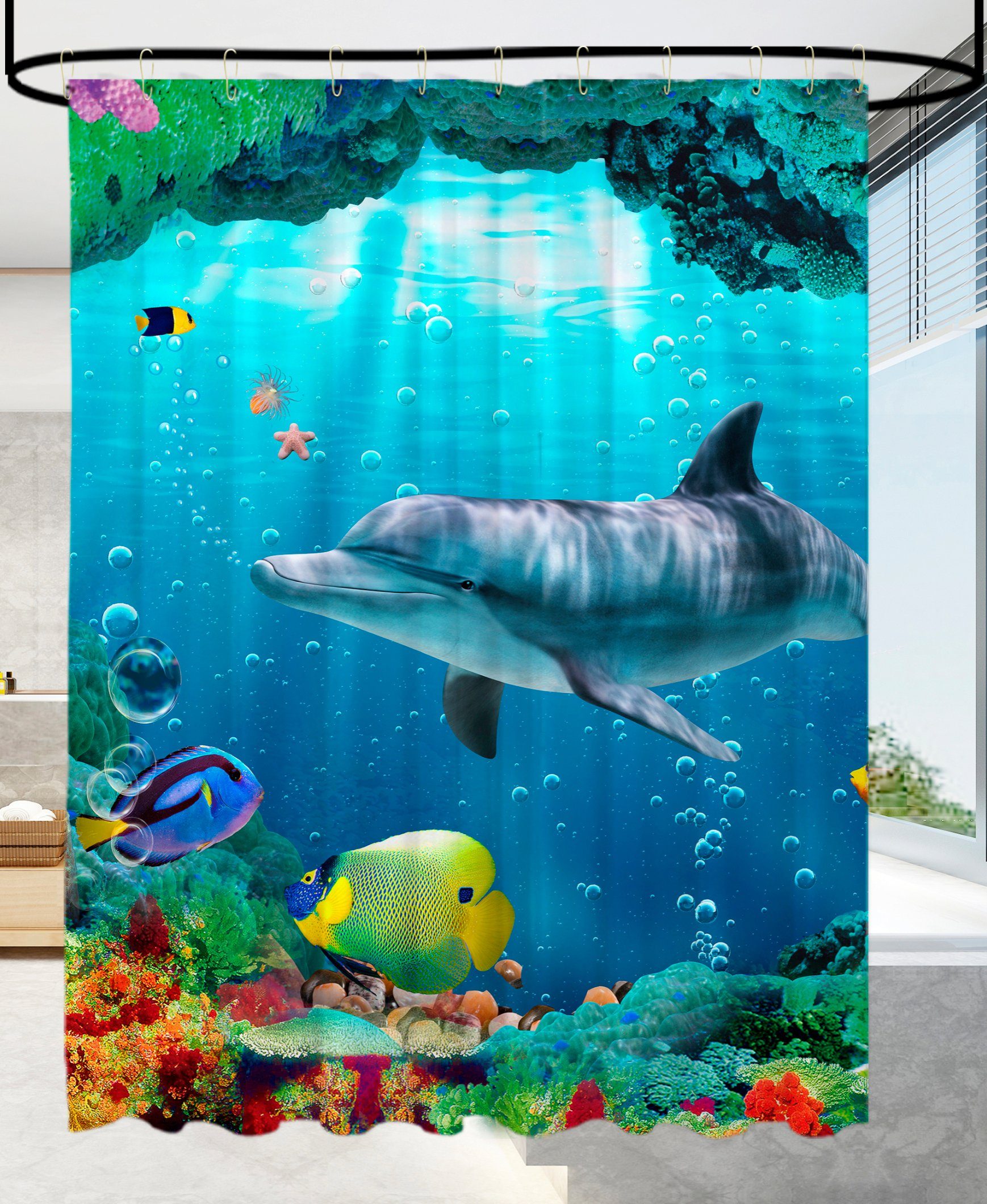 Sanilo Duschvorhang Delphin Korallen Breite 180 cm, Höhe 200 cm